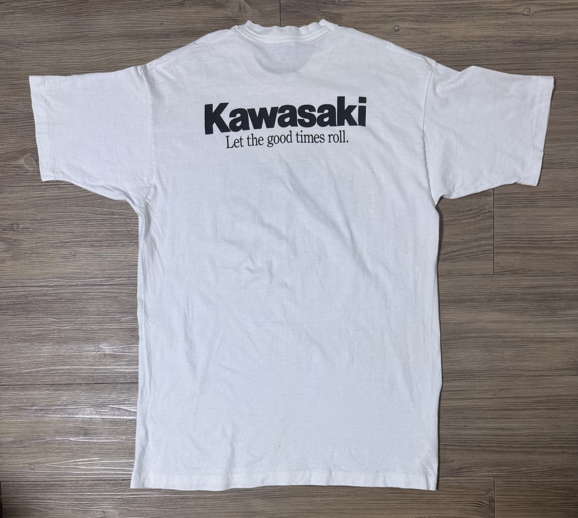90s usa kawasaki 오토바이 슬로건 프린트 티셔츠 상품이미지3