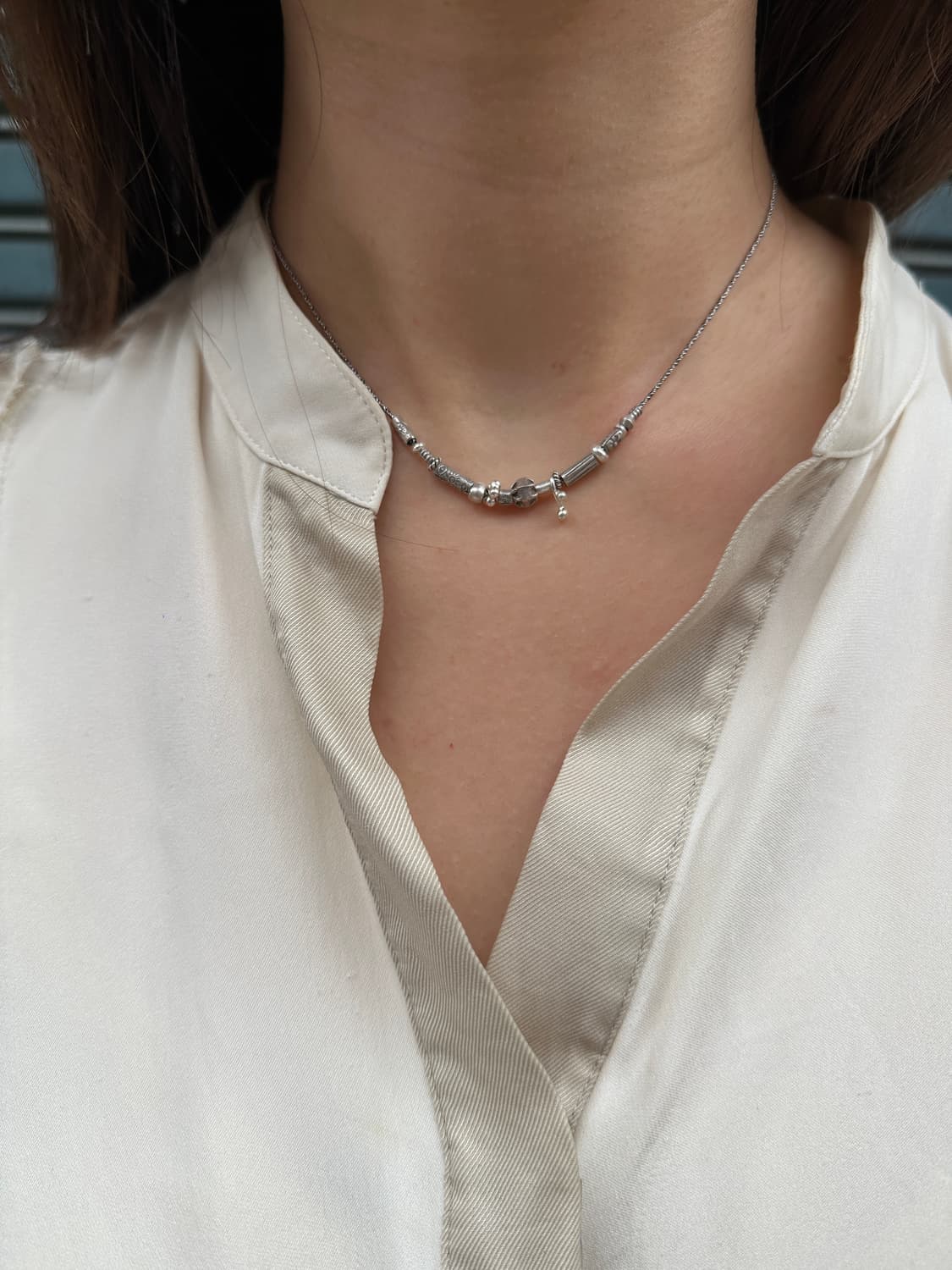 Musta karensilver mix Necklace 상품이미지3