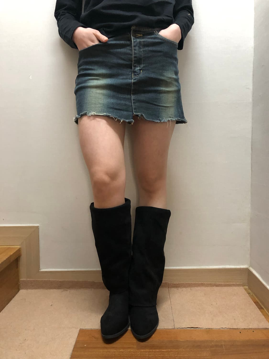 빈티지 데님 워싱 미니 스커트 상품이미지4