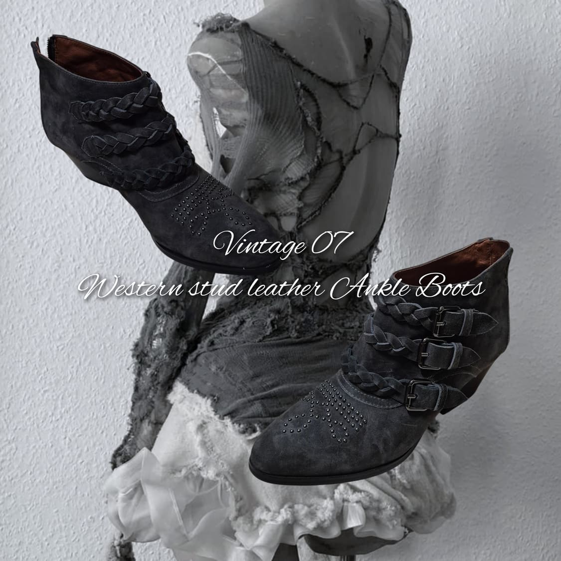 Vintage 07 Western stud leather Ankle 상품이미지1