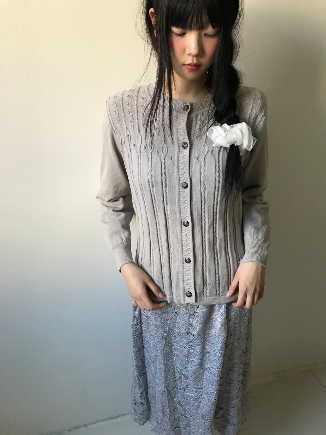 Vintage embroidery punching cardigan 상품이미지7