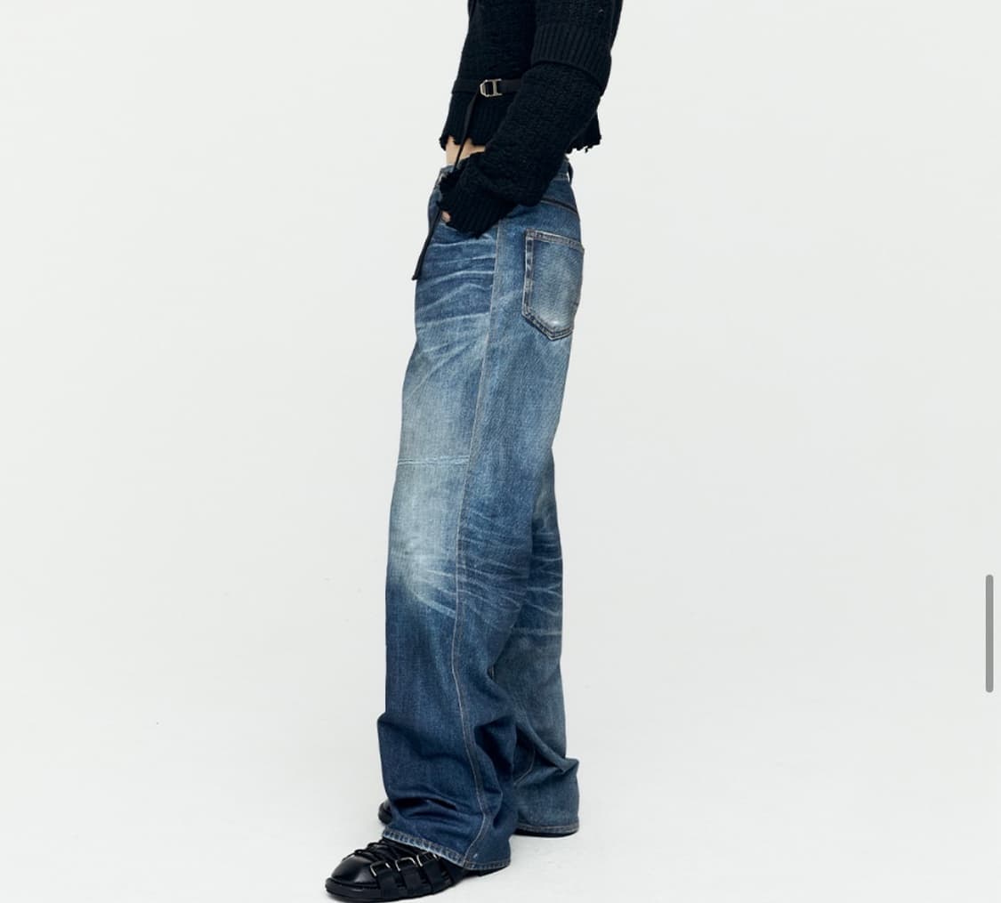 앤더슨벨 트롱프뢰유 프린티드 데님 팬츠 블루  상품이미지3