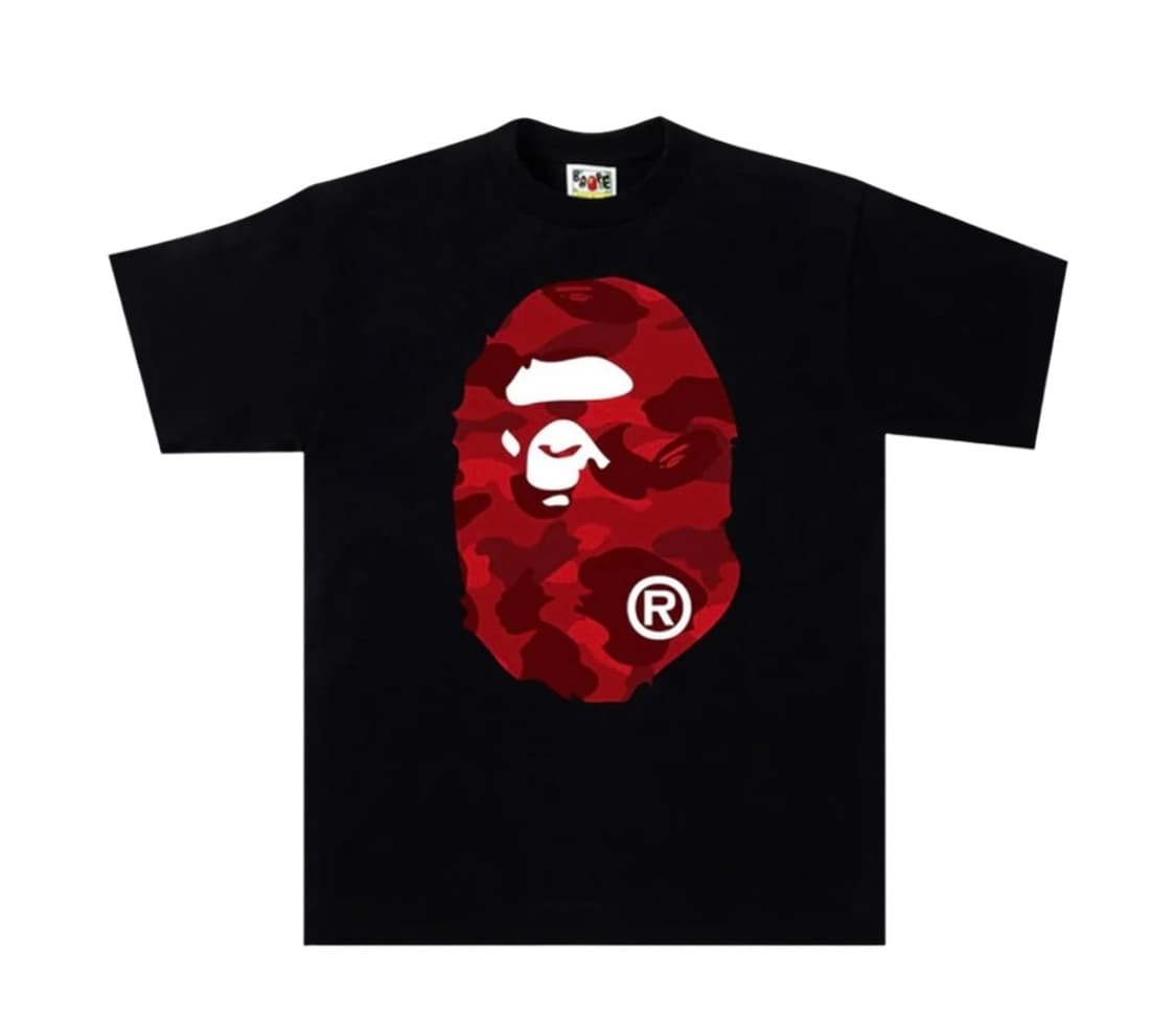 베이프 카모 빅 에이프 헤드 티셔츠 / 블랙 레드 상품이미지1