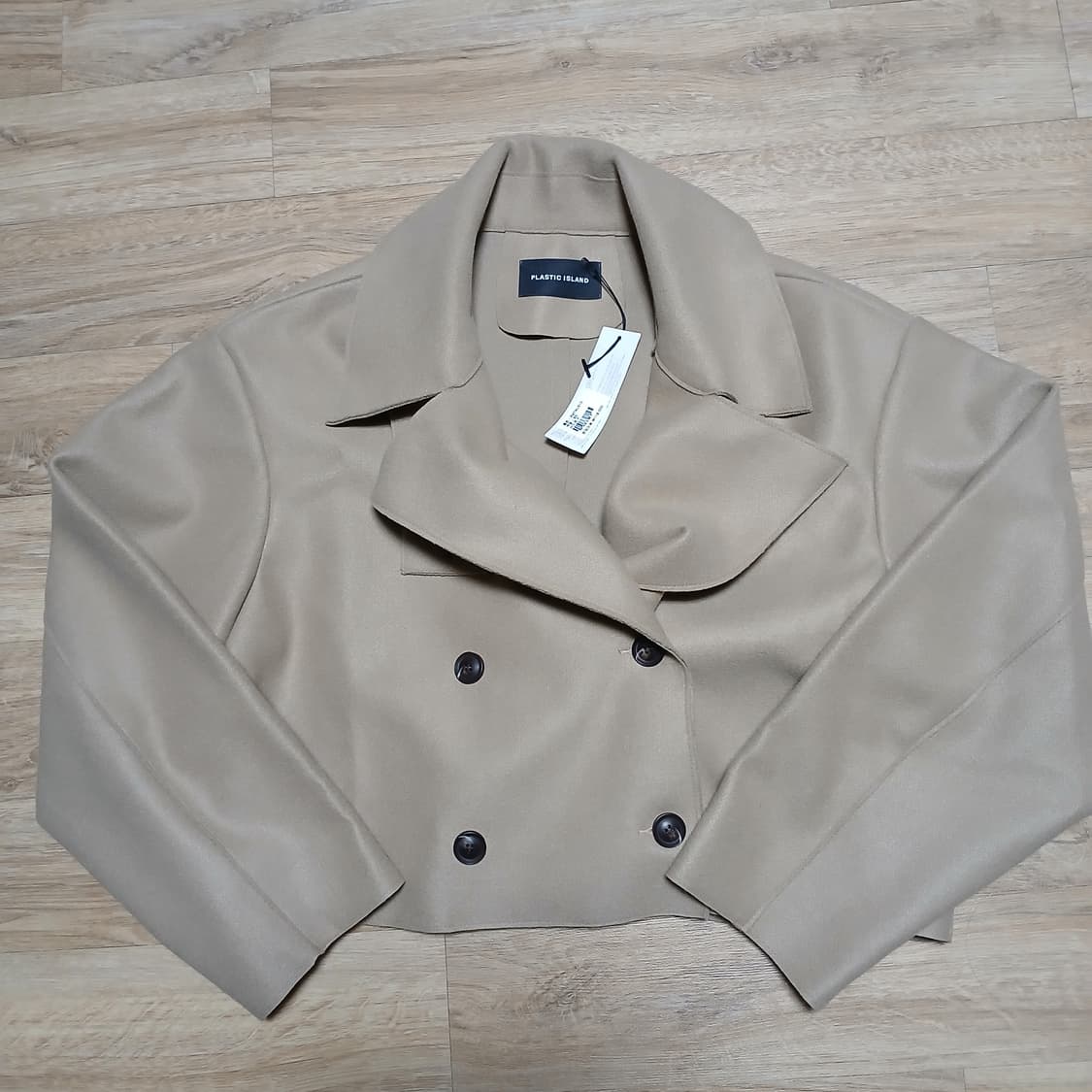 택붙은 미사용품 플라스틱아일랜드 크롭 코트 자켓 모직 상품이미지7
