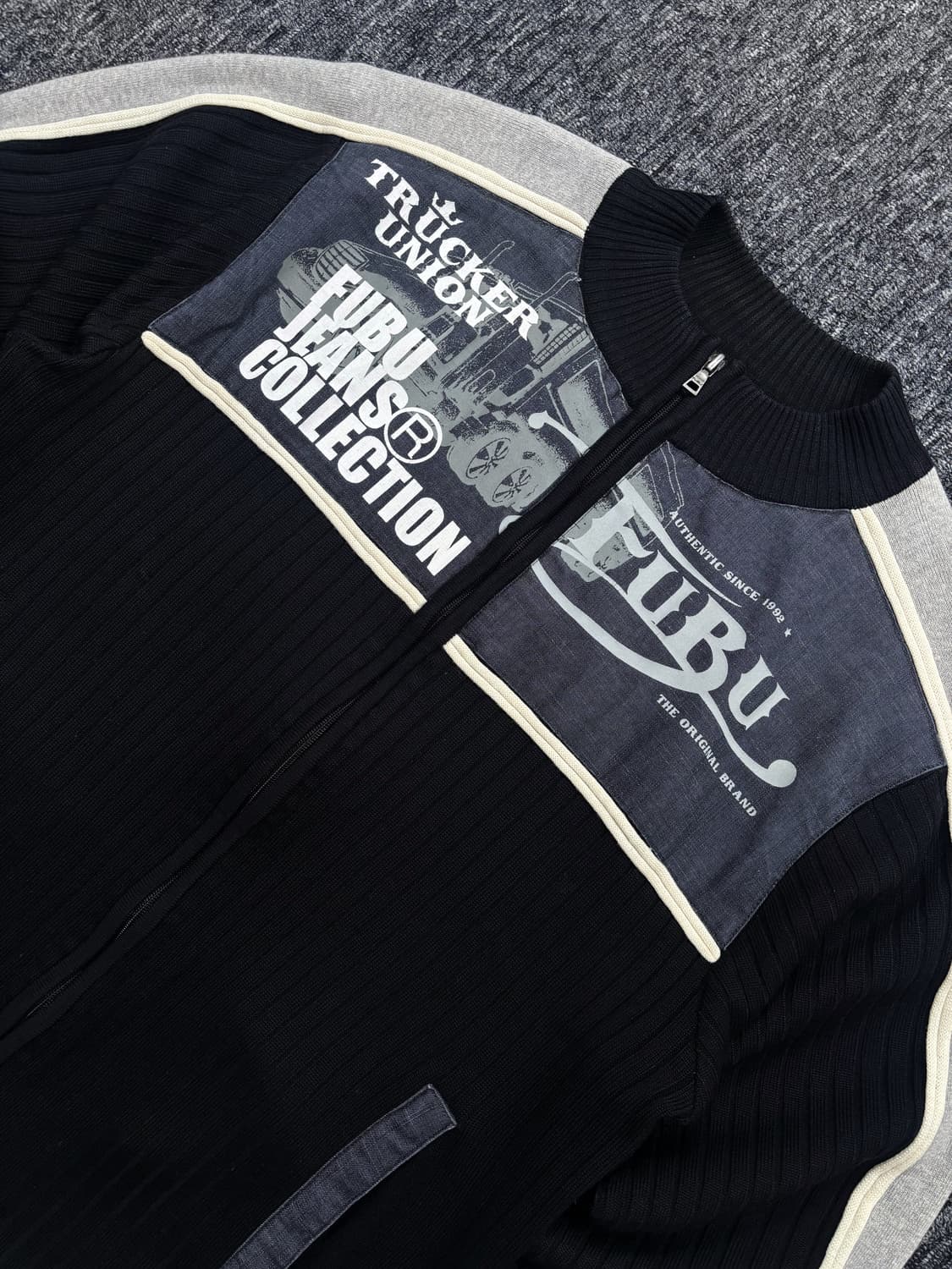 후부 데님 배색 니트 집업 자켓 상품이미지4