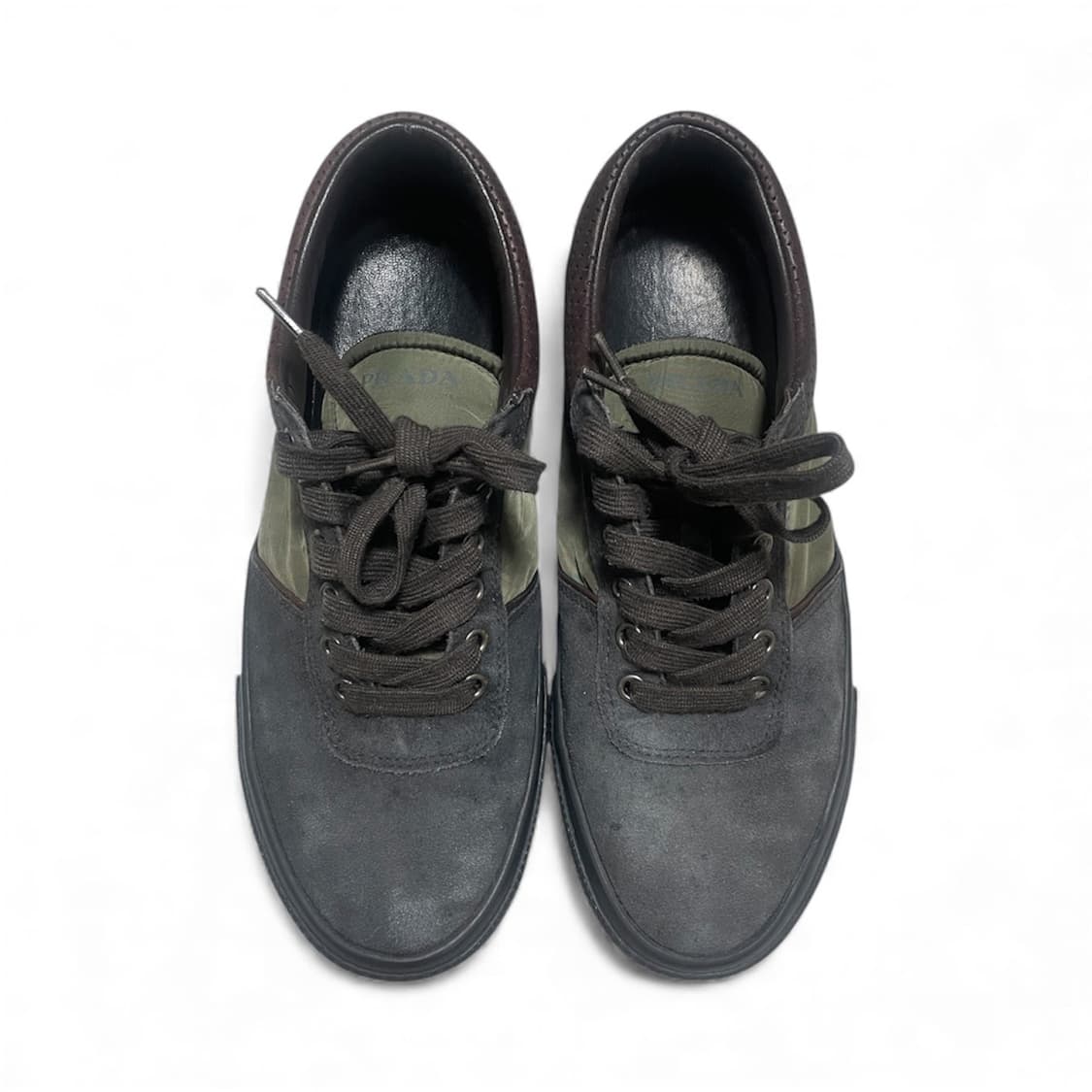 275) 프라다 나일론 스웨이드 스니커즈 신발 올리브 그레이 상품이미지3