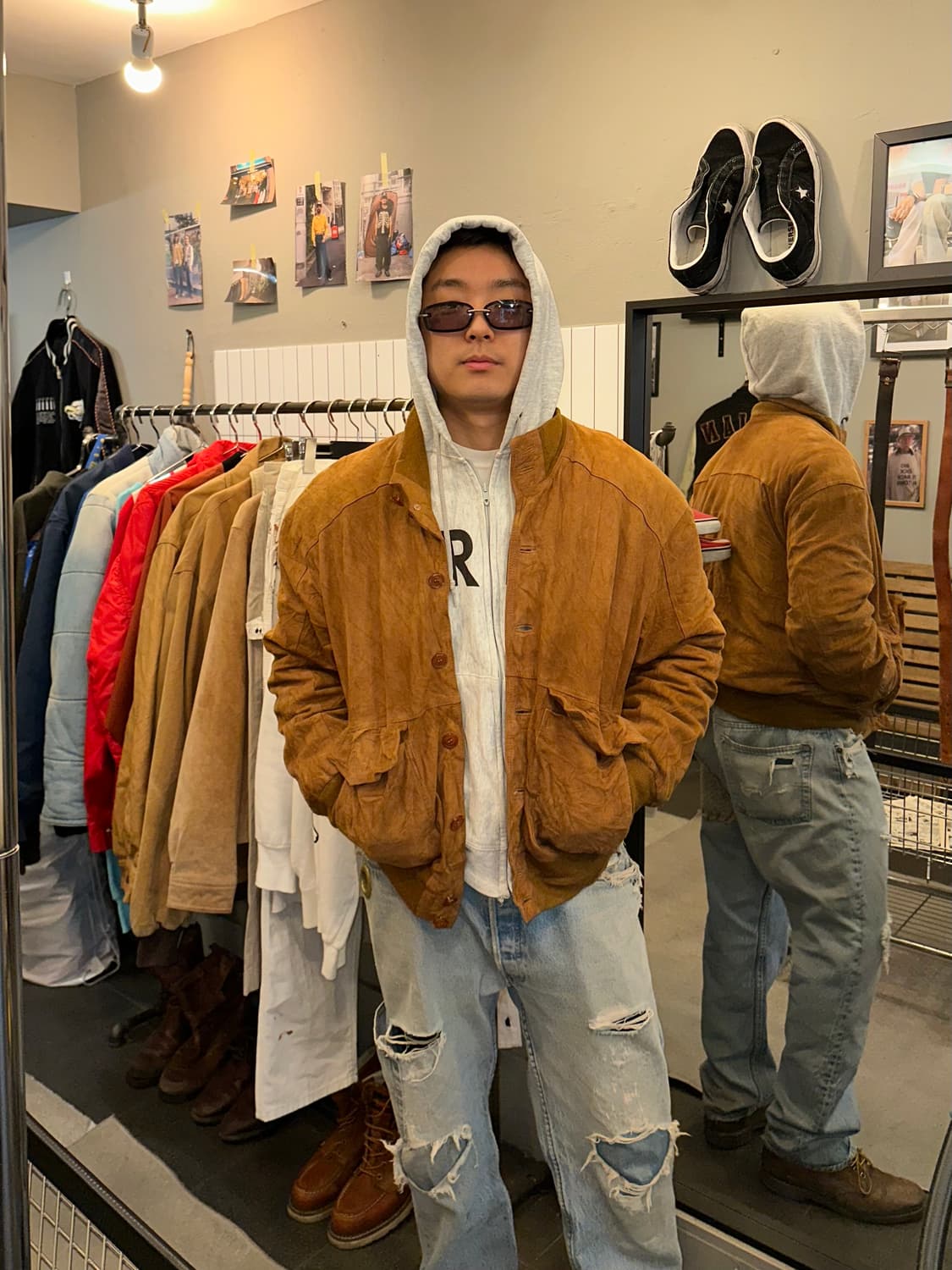 Old Euro genuine leather suede jacket 상품이미지2