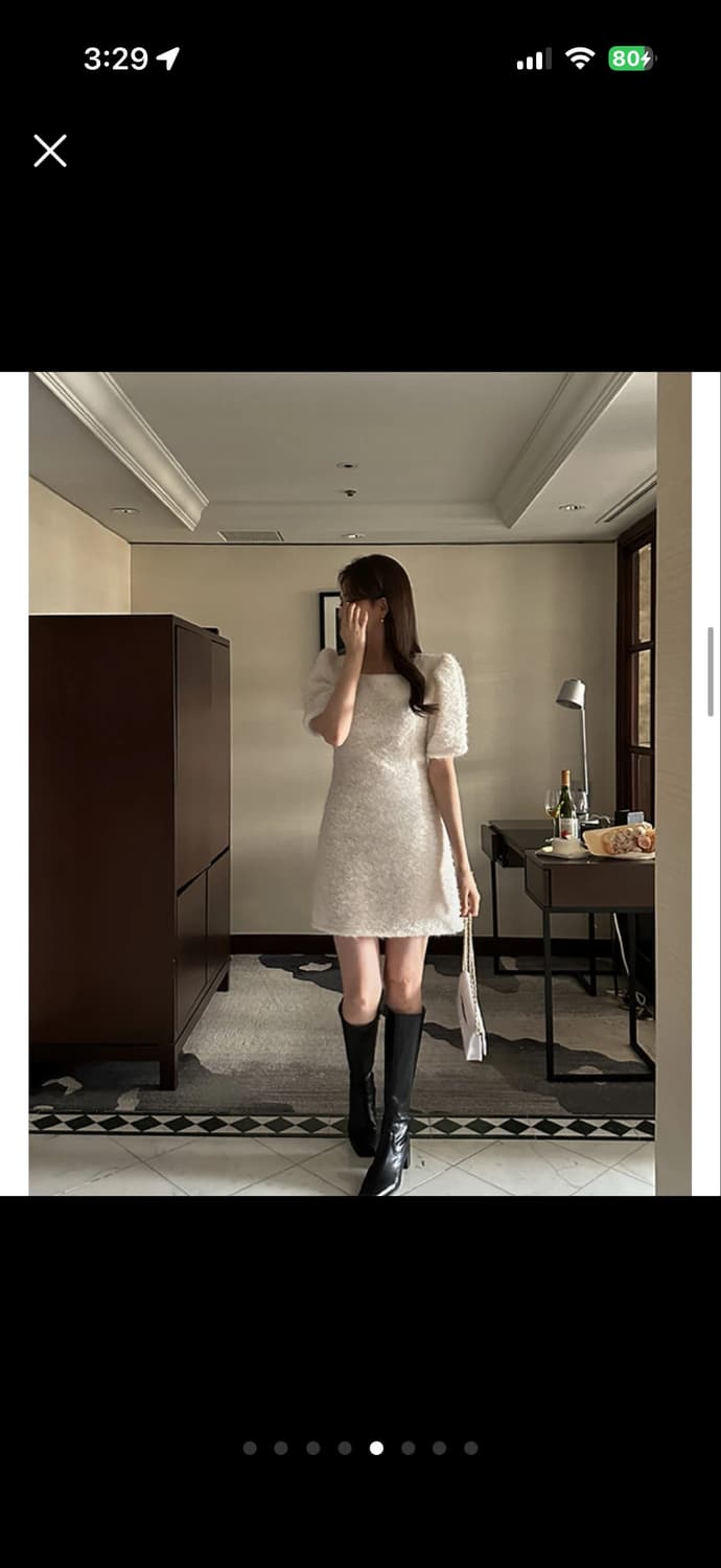 아뜨랑스 눈꽃스퀘어넥 반팔원피스(새상품) 상품이미지5