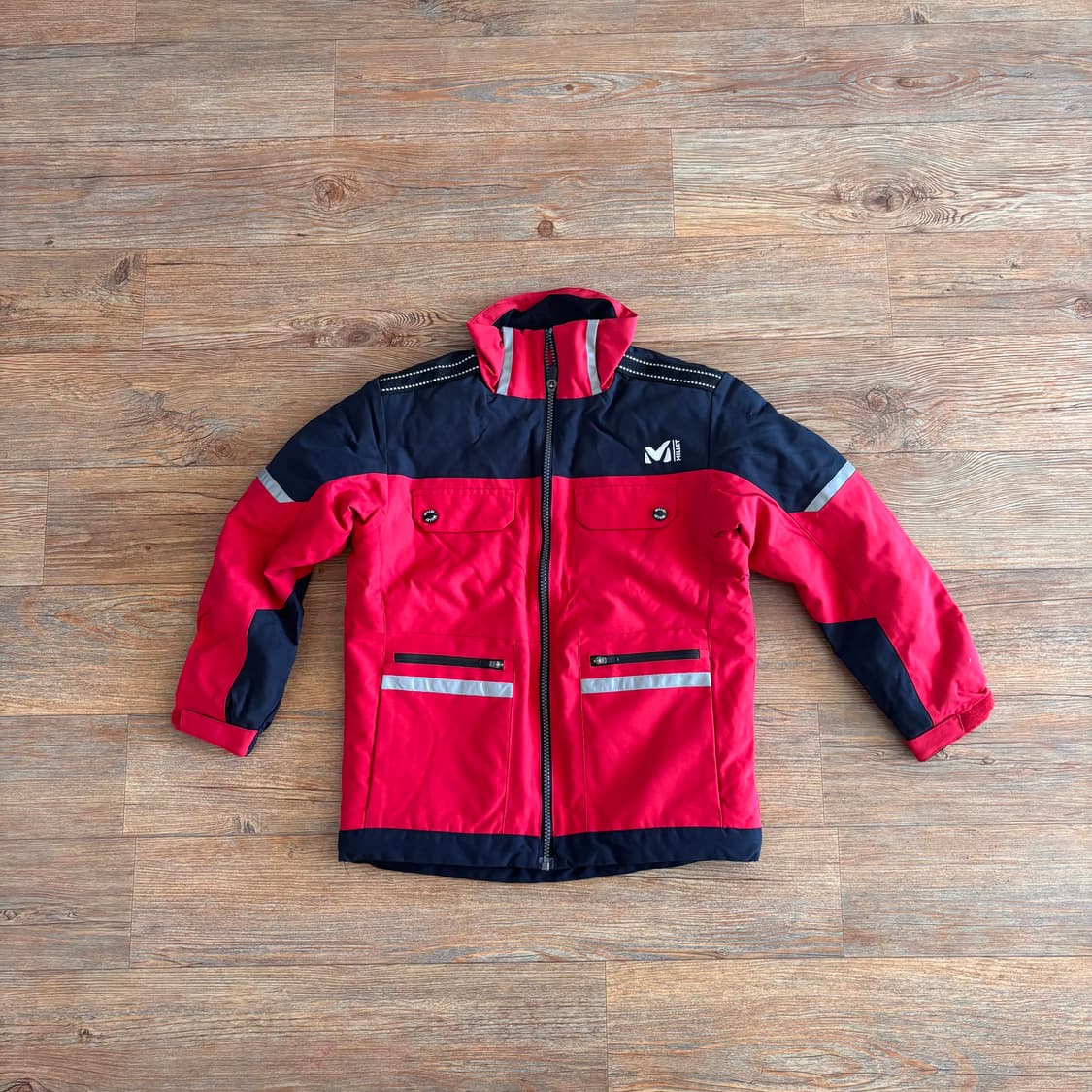 밀레 키즈 120 집업 점퍼 누빔 레드 후드 모자 탈부착 상품이미지3