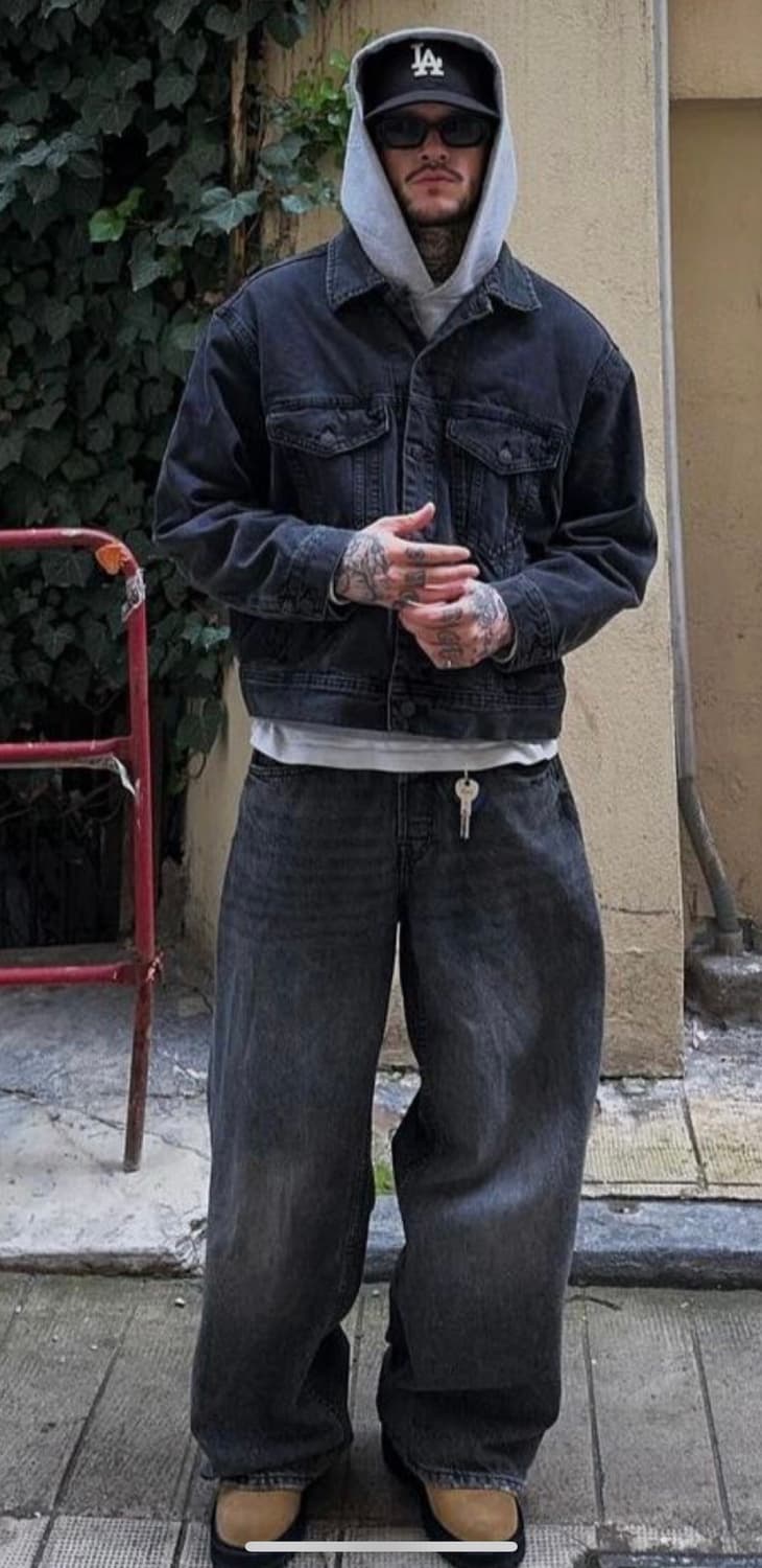 유니클로 와이드 테이퍼드진 XL 데님 흑 청바지 단종제품 상품이미지10