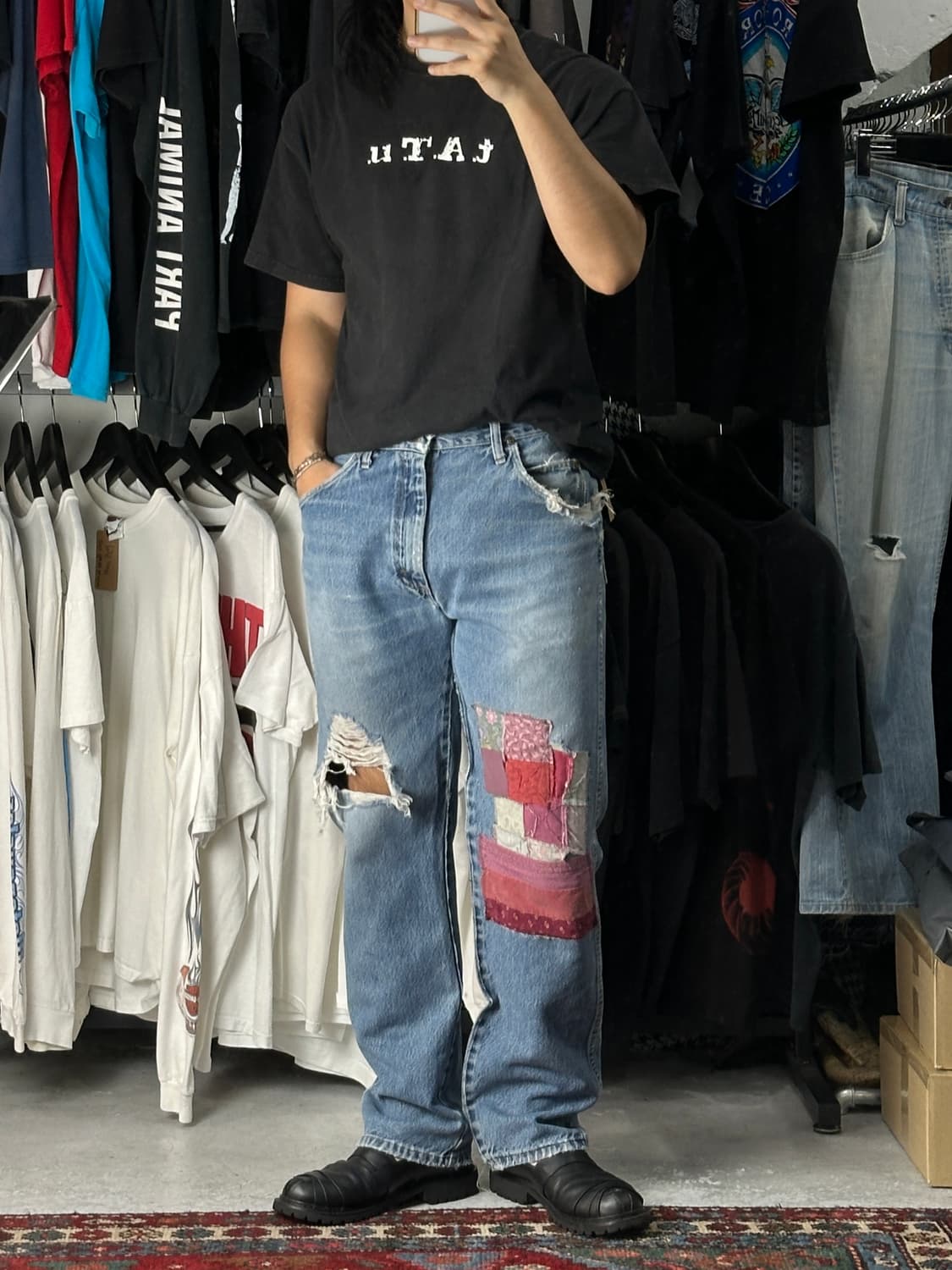 00's 랭글러 패치워크 리페어 데님 팬츠 상품이미지2