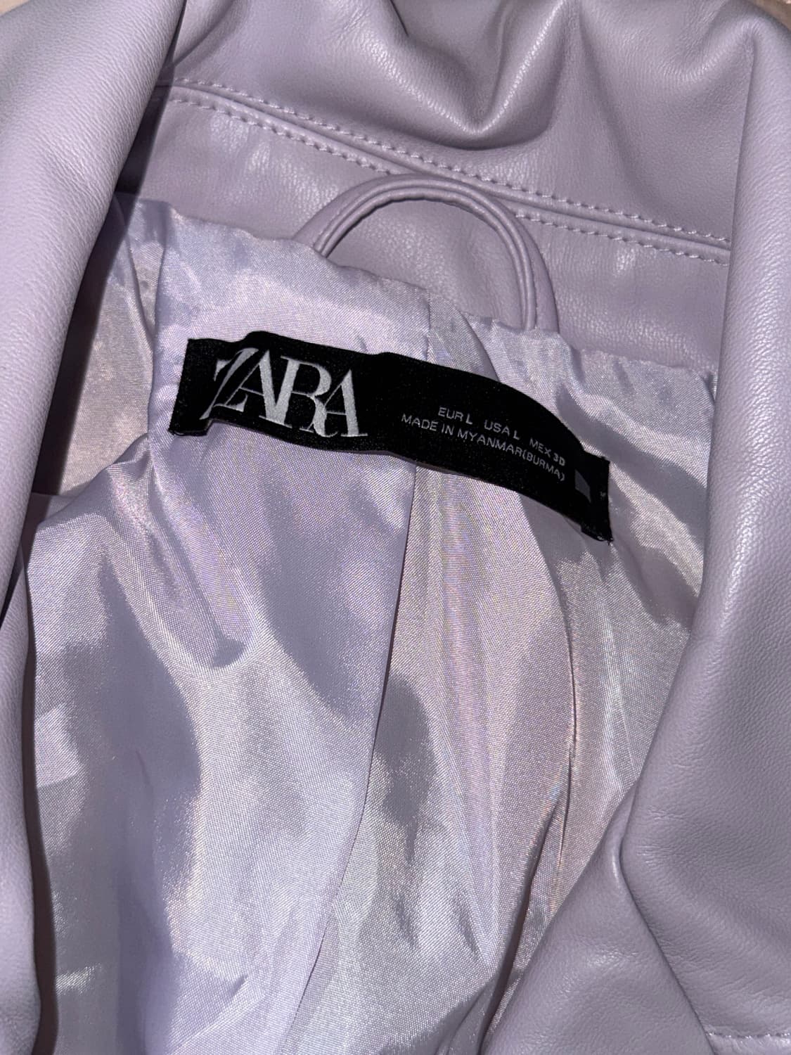 자라 퍼플 레더 자켓 L 새거 상품이미지2