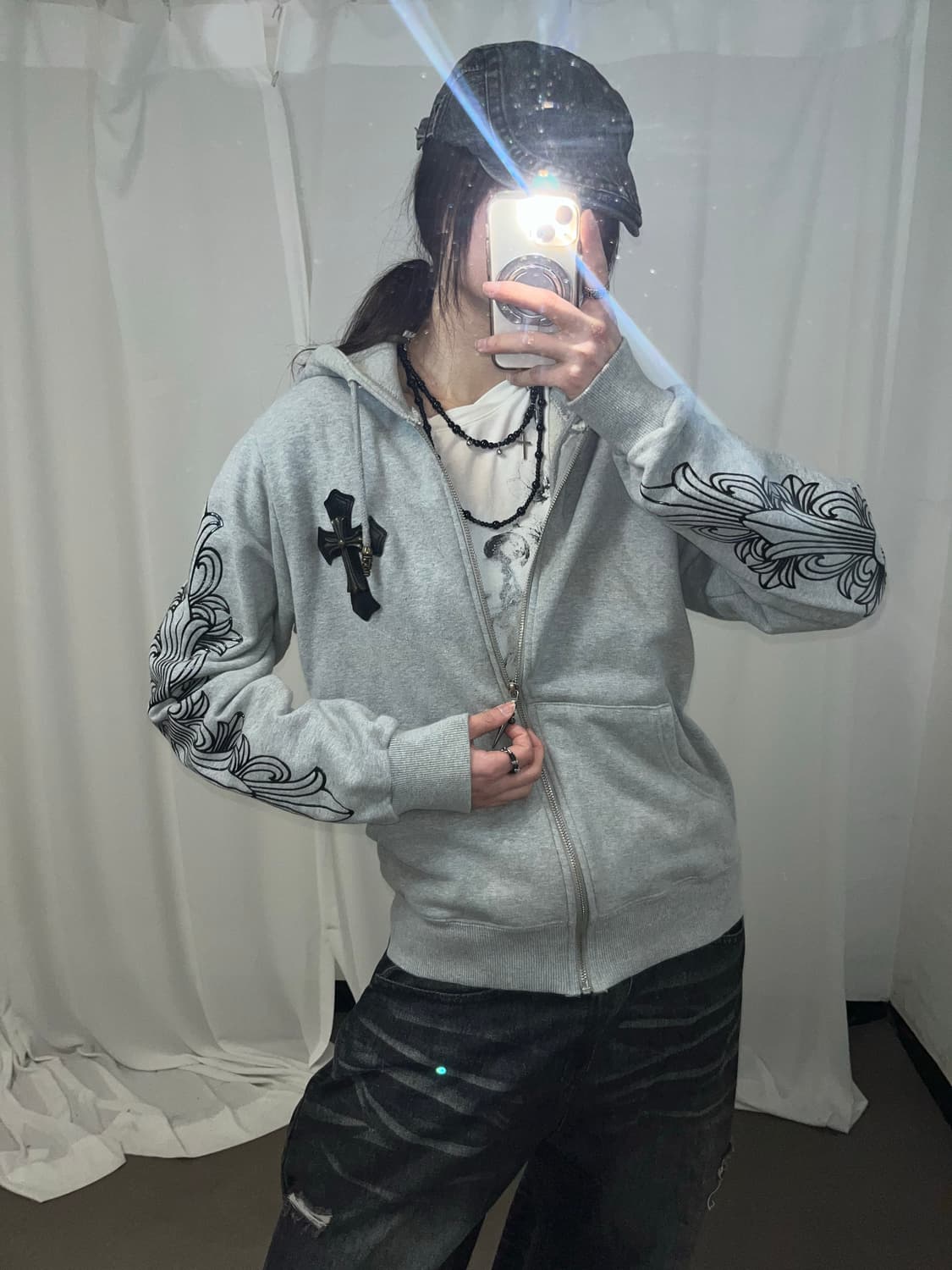 펑크 십자가 후드집업 상품이미지2