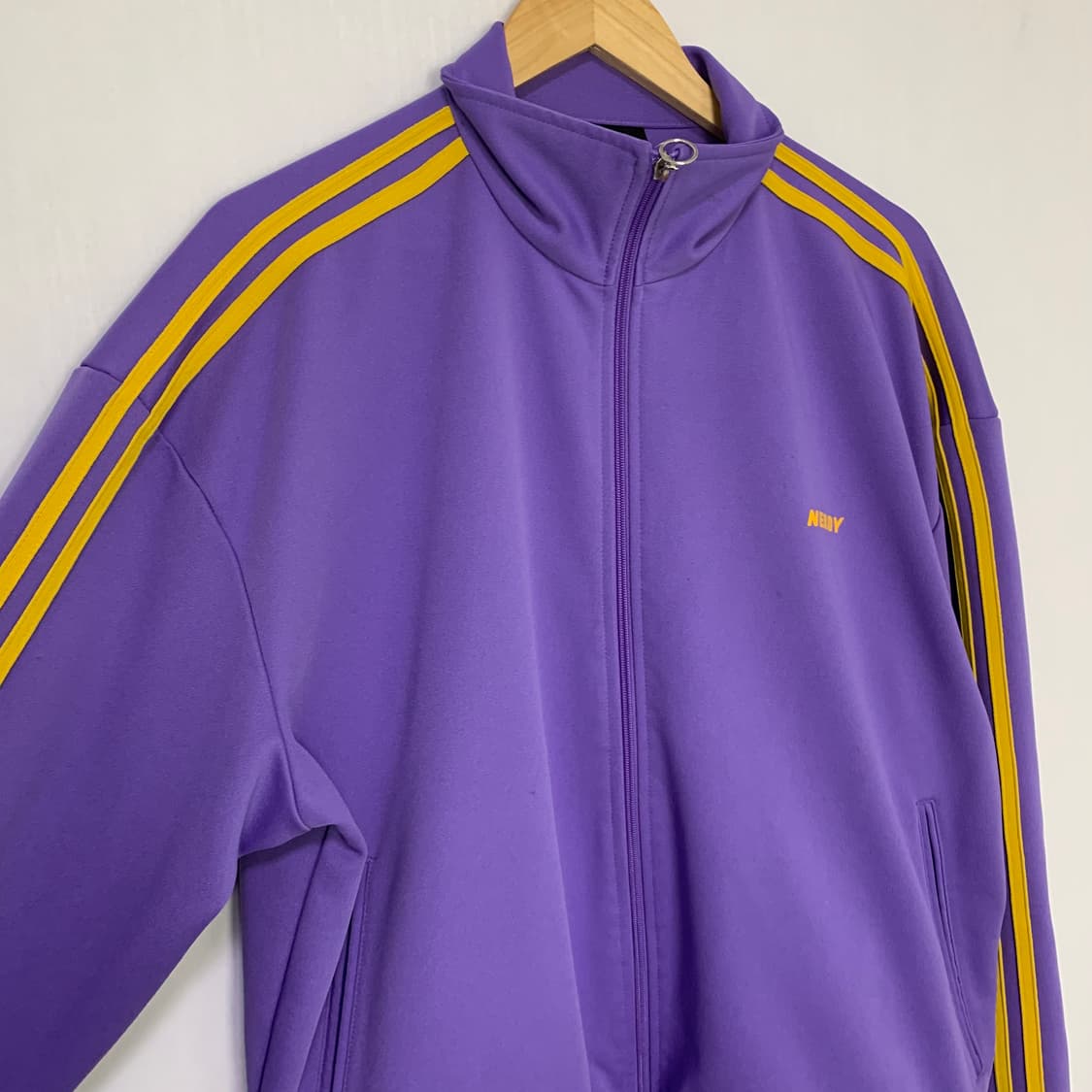 널디 NERDY 퍼플 옐로우 삼선 트랙탑 빈티지 져지 L 남녀공용 상품이미지3