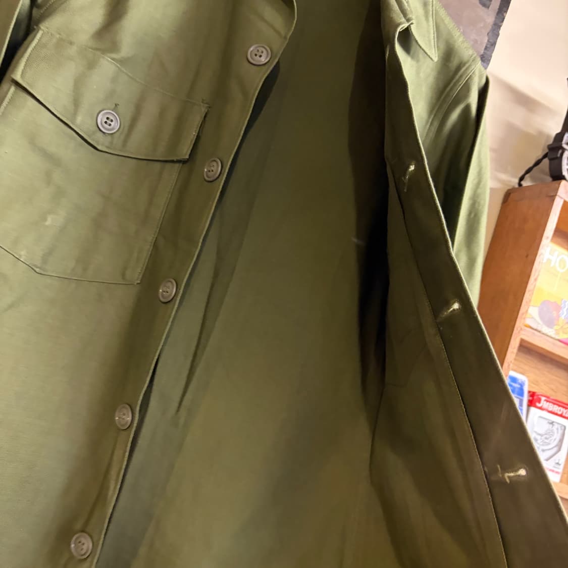 Vietnam Era 미군 오리지널 OG107 사틴셔츠 데드 13반 상품이미지4