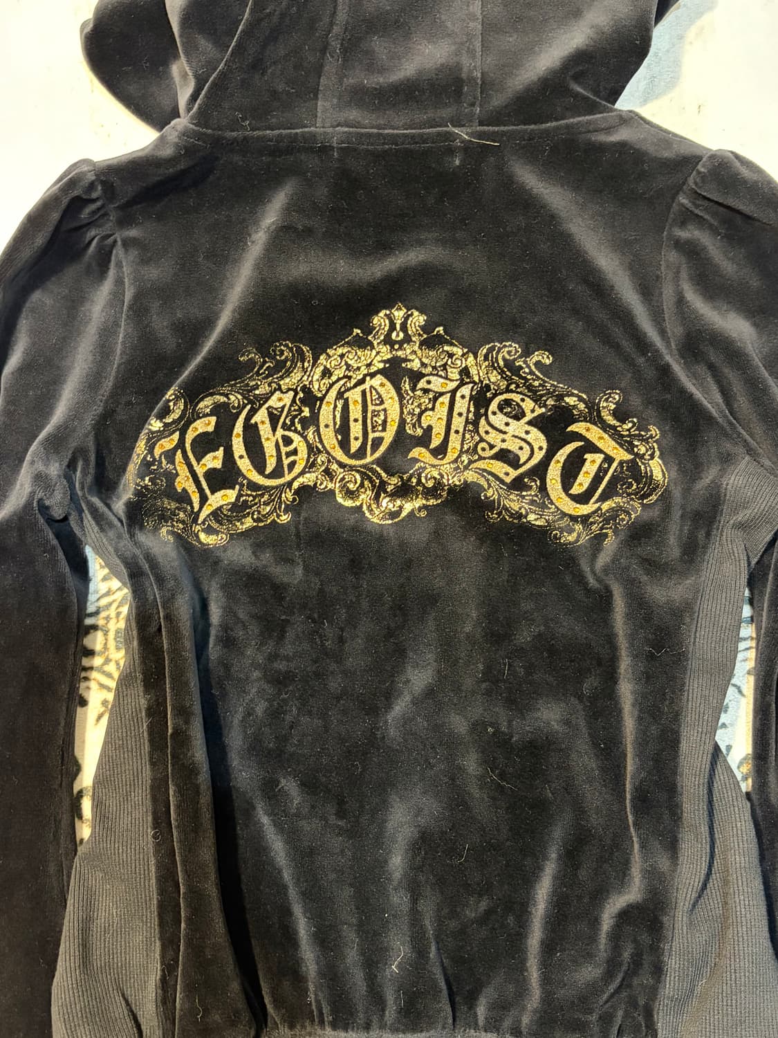 EGOIST Velvet gold crop hoodie-zip up 상품이미지10