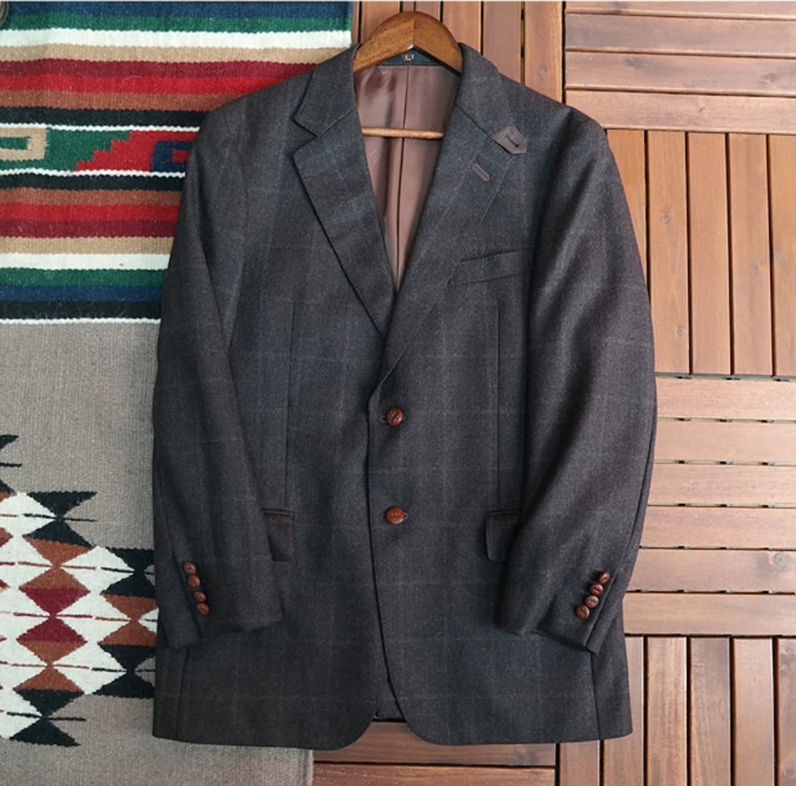 일본판 닥스 DAKS 울 캐시미어 체크 블레이저 자켓 상품이미지1