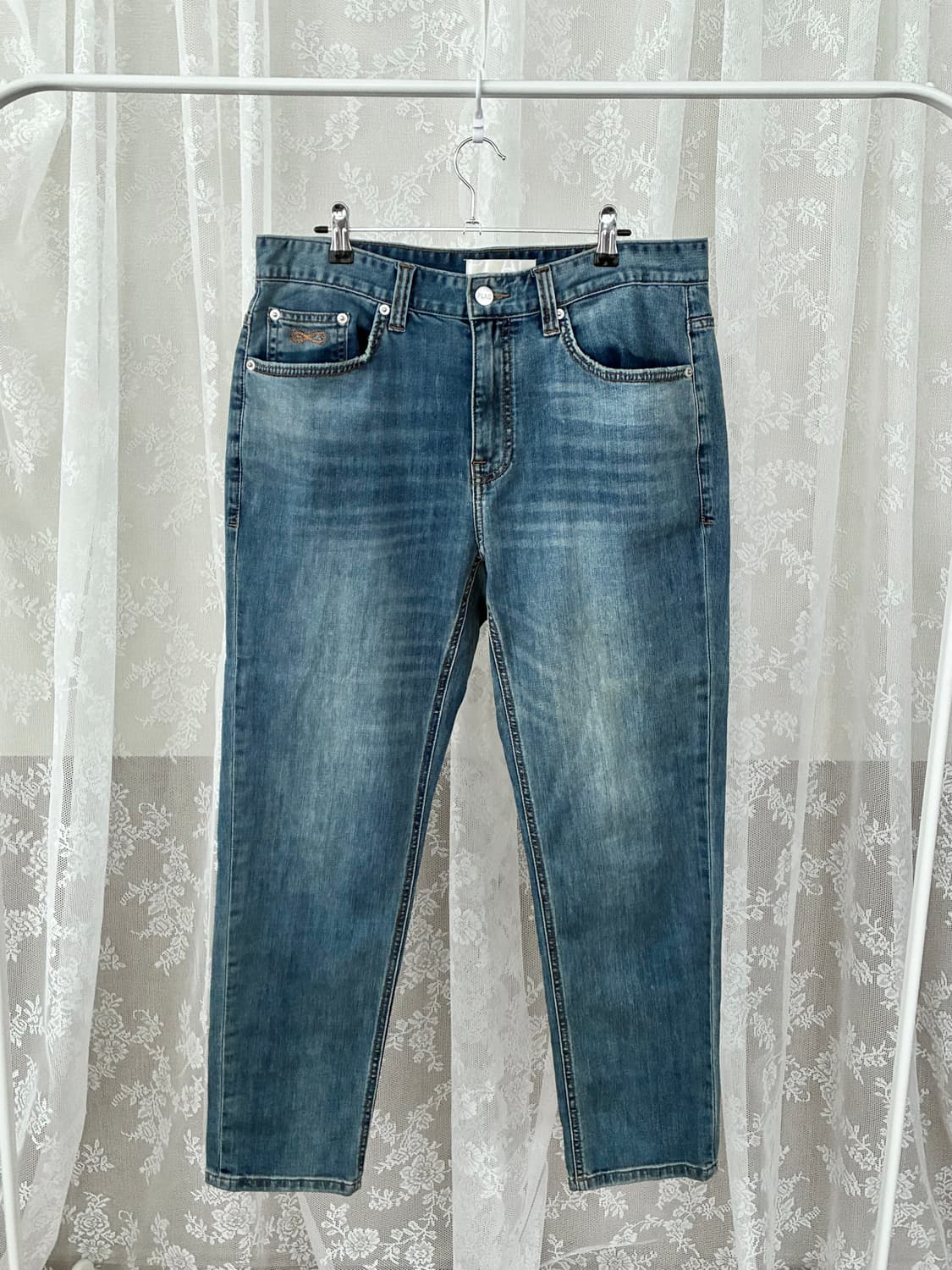 33) 플랙 PLAC 크롭 밀란 데님 청바지 중청 상품이미지1