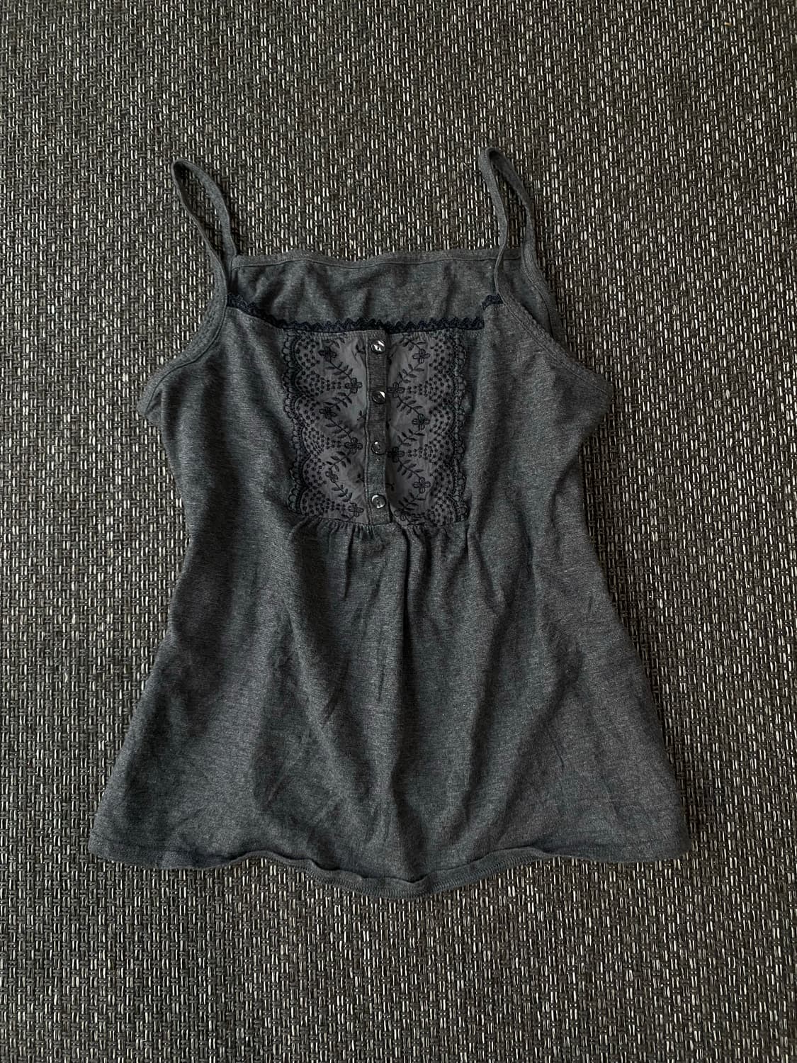 Y2K Lace&Flowers Pattern Grey Sleeveless 상품이미지3