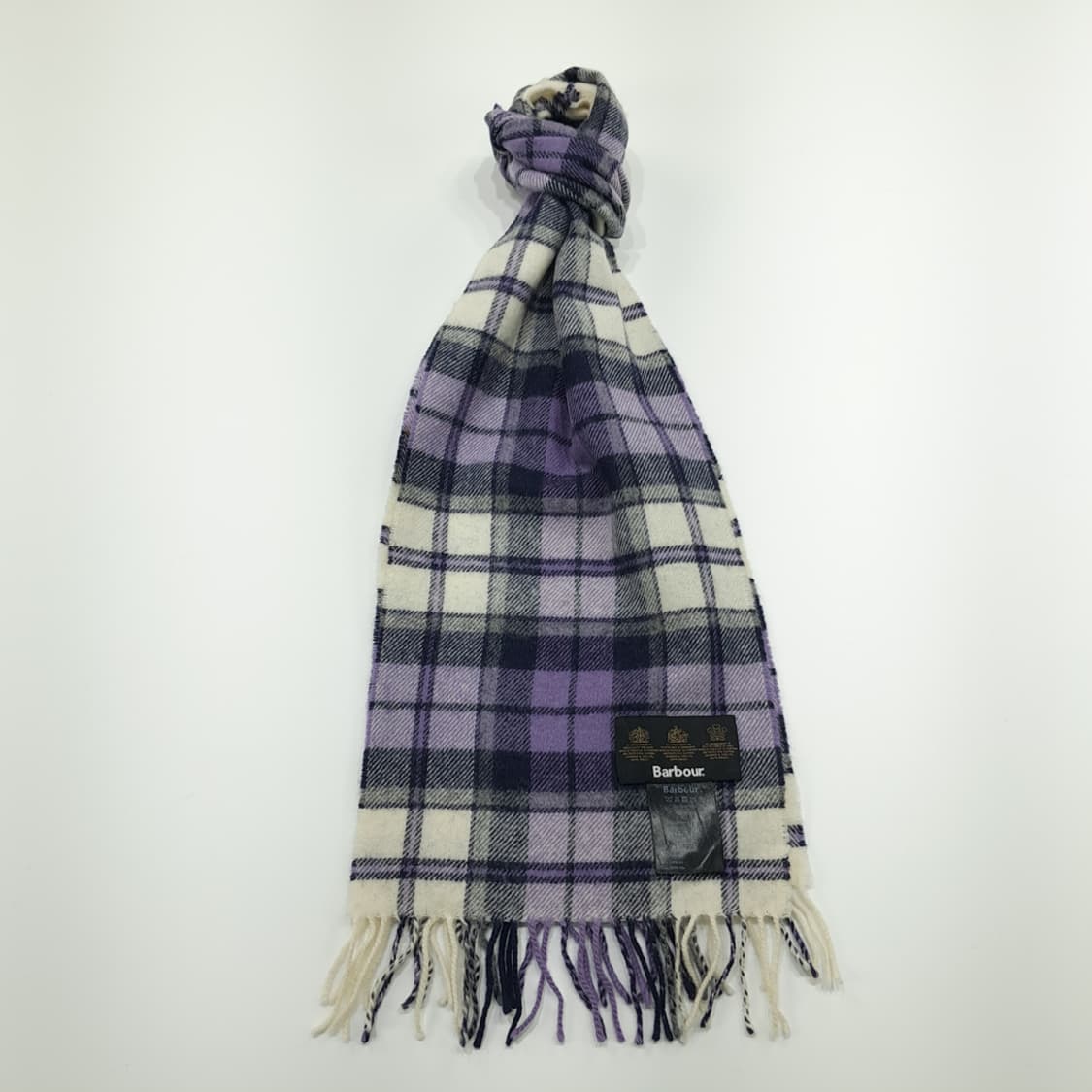 MX237 바버 퍼플 타탄체크 램스울 목도리 머플러 상품이미지1