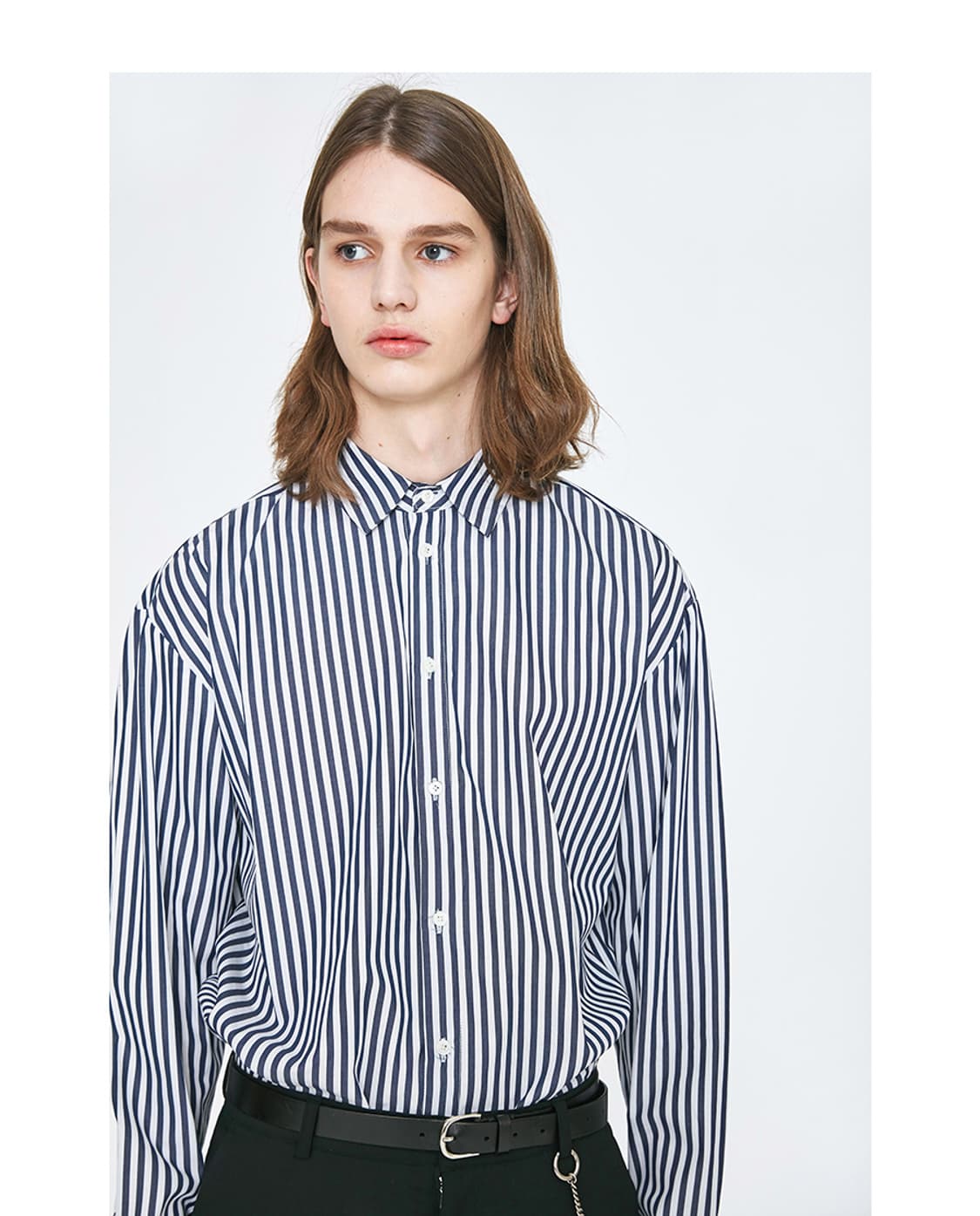 쿠어 볼드 스트라이프 셔츠 그레이 M 새상품 상품이미지7