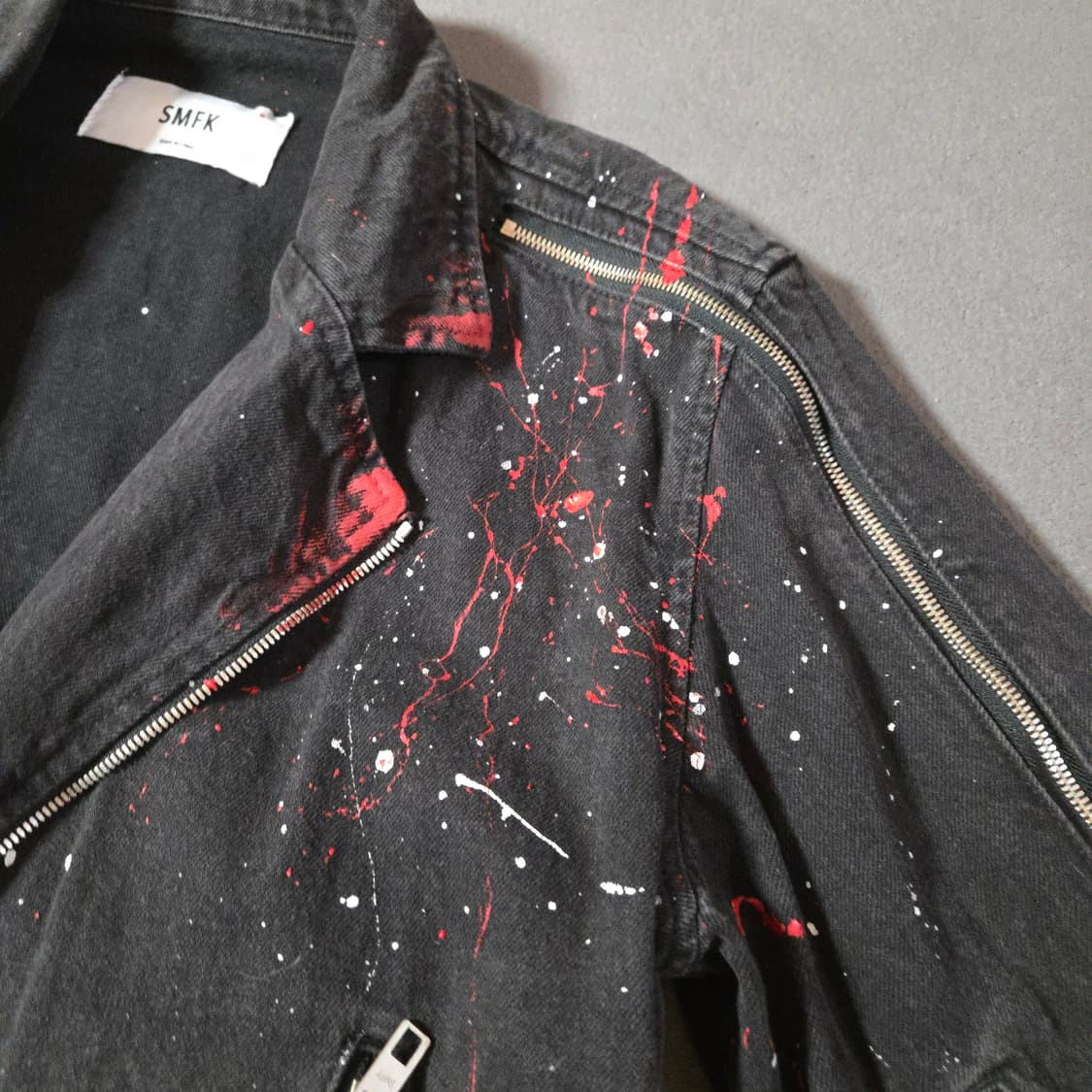 SMFK 해체주의 오버핏 페인팅 데님 바이커 자켓 F 상품이미지3