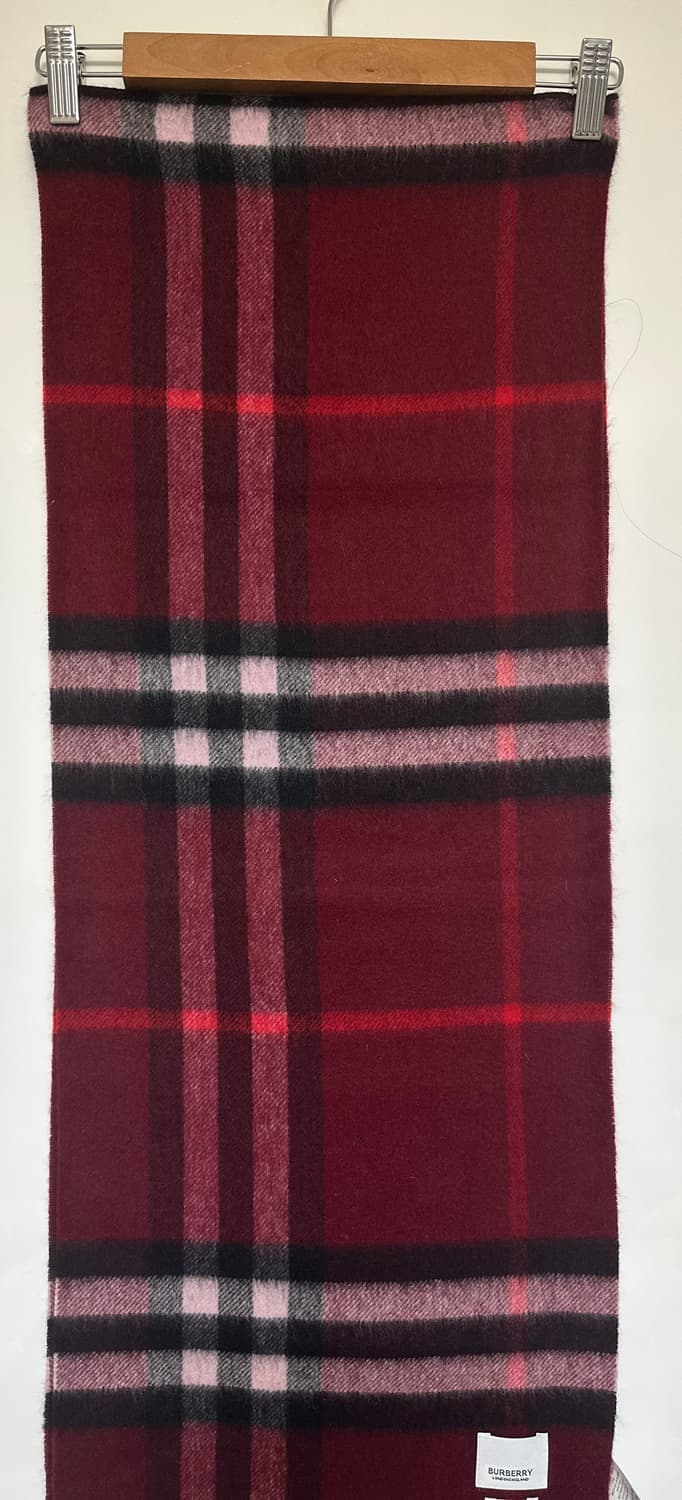 버버리 체크 캐시미어머플러 와인색 남여공용 상품이미지4