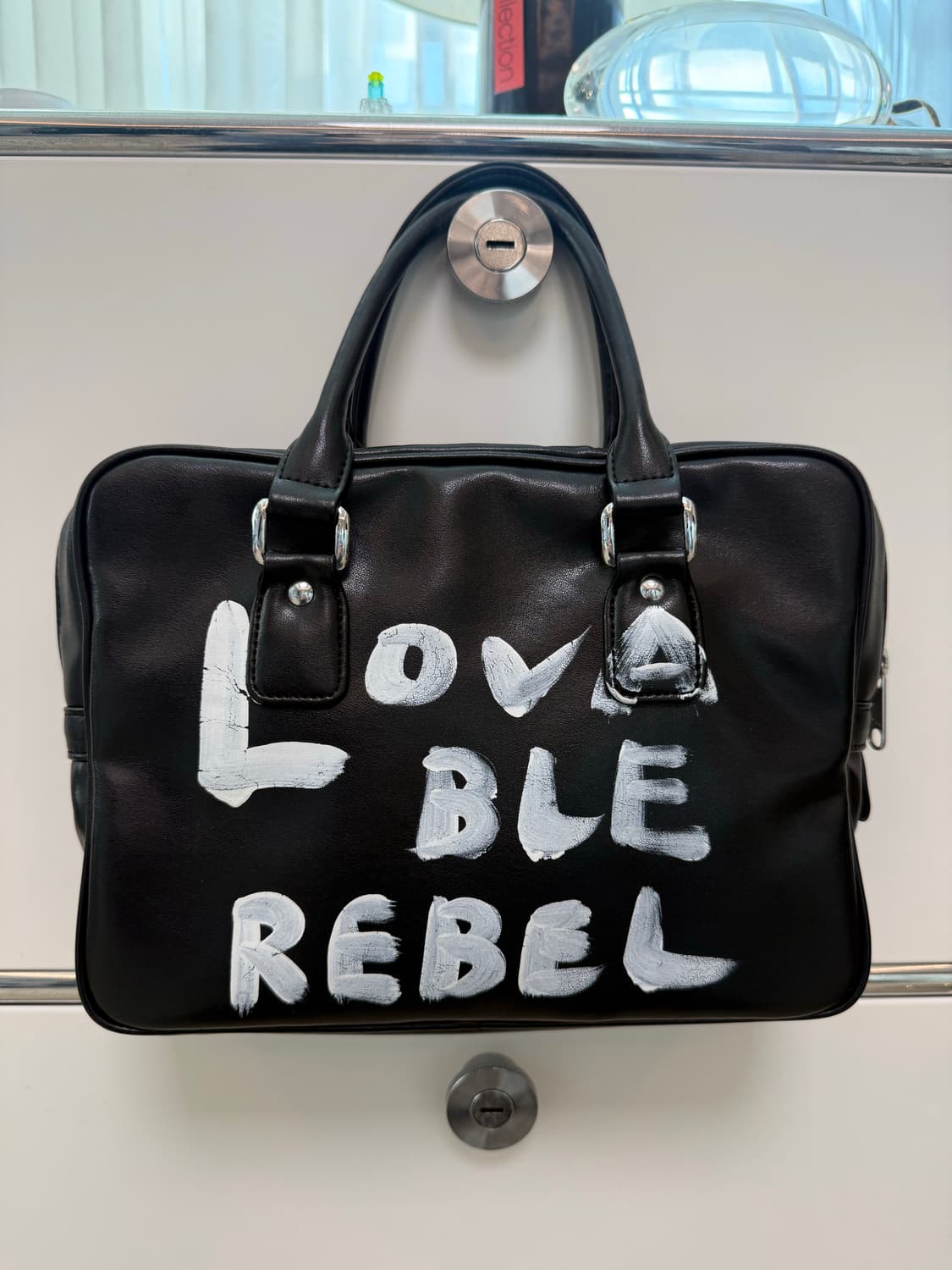 꼼데가르송 girl 블랙 페인트 토트백 상품이미지1