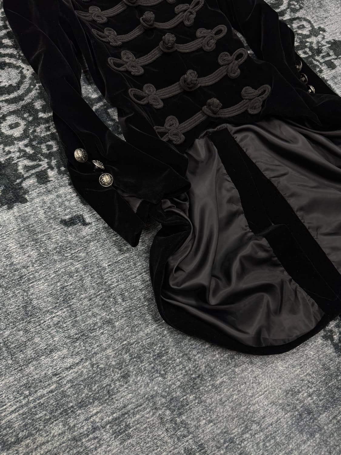 Punk rave gothic napoleon velour coat 상품이미지5