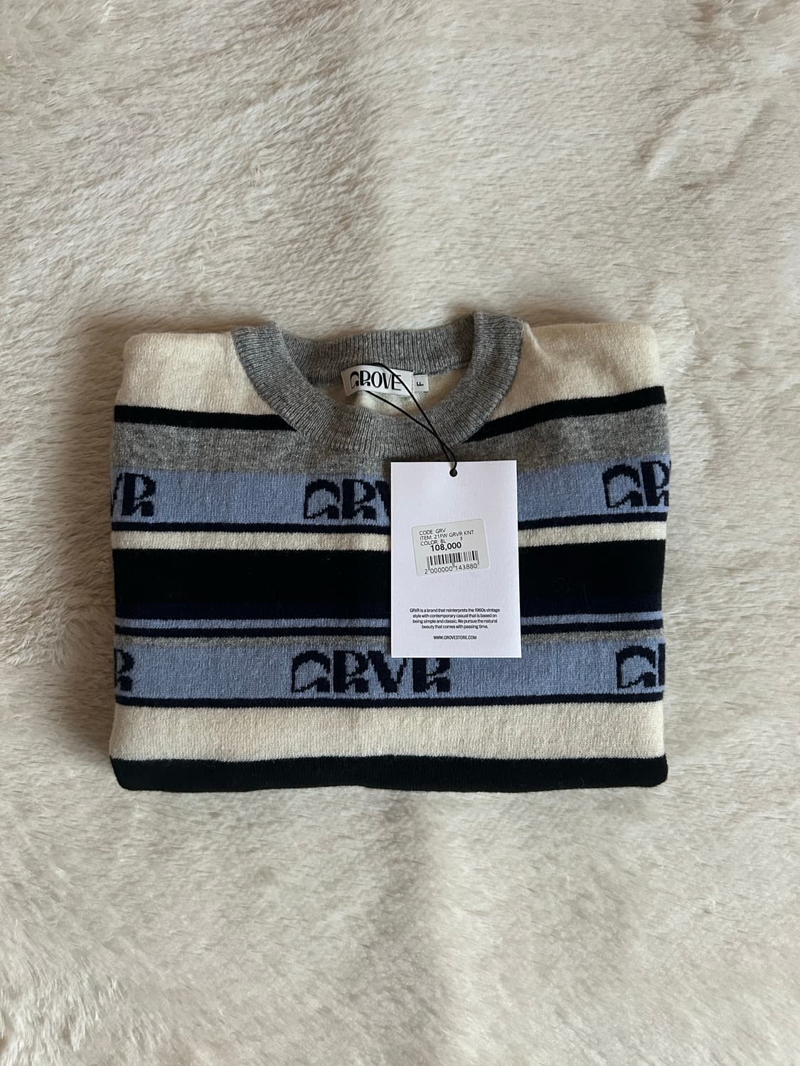 택O) 그로브 GRVR 니트 블루, 브라운 [차정원 착용] 상품이미지5