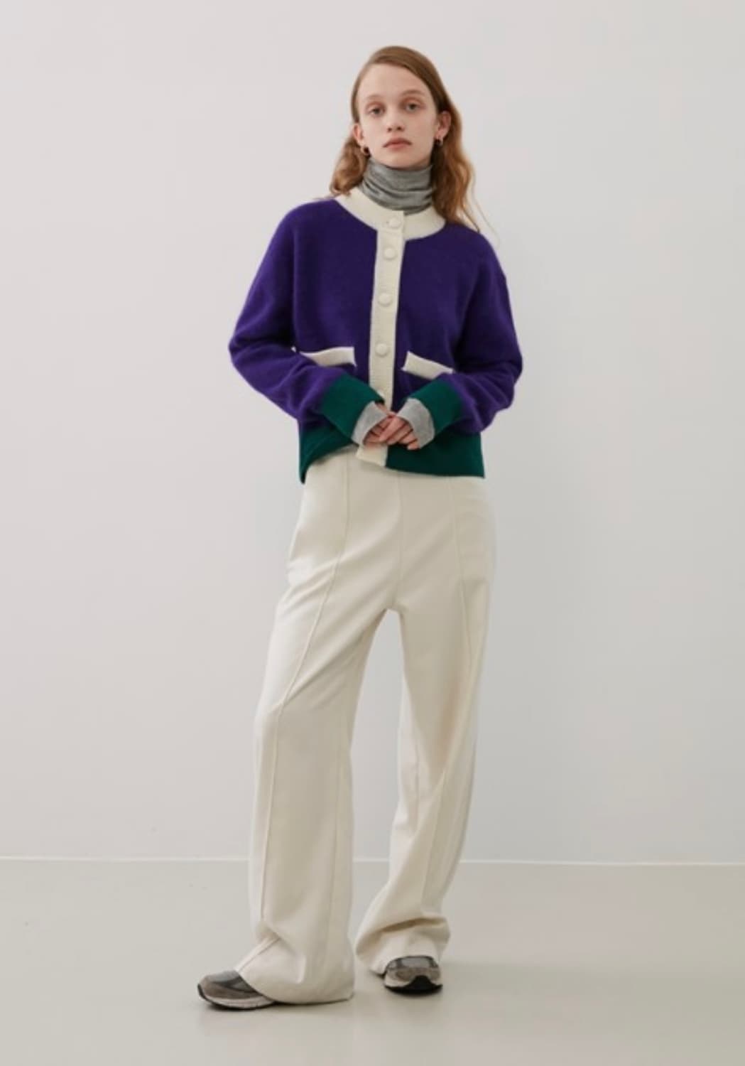 ROCKET X LUNCH 앙고라 배색 가디건 상품이미지2