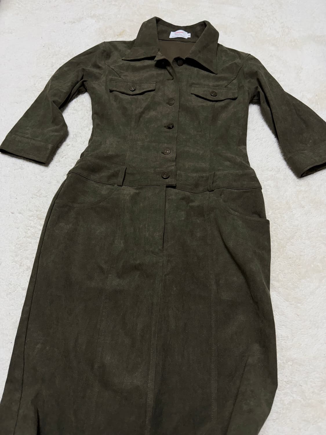 루루서울 스웨이드 점프수트 카키 스몰 숏 상품이미지2