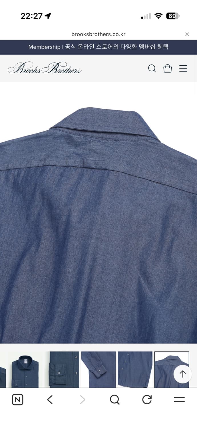 새상품)브룩스 브라더스 슬림핏 샴브레이 잉글리시 스프레드 칼라 드레스셔츠 상품이미지5