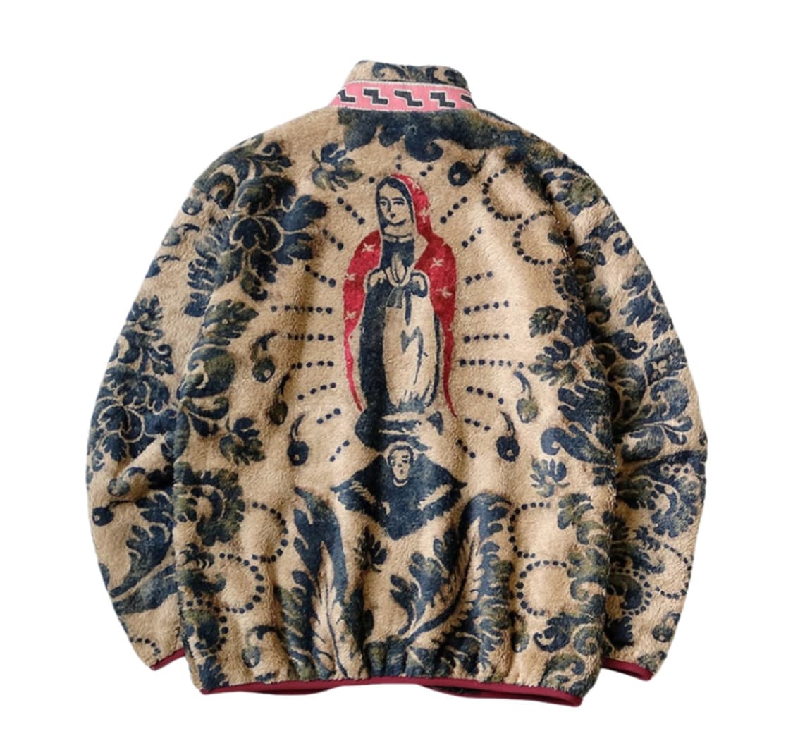 캐피탈 다마스크 패턴 마리아 플리스(후리스) 집 블루종 베이지 상품이미지1