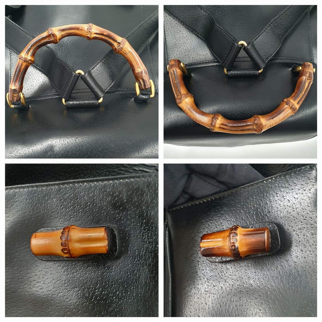 구찌 뱀부 블랙 레더 투포켓 백팩 상품이미지7