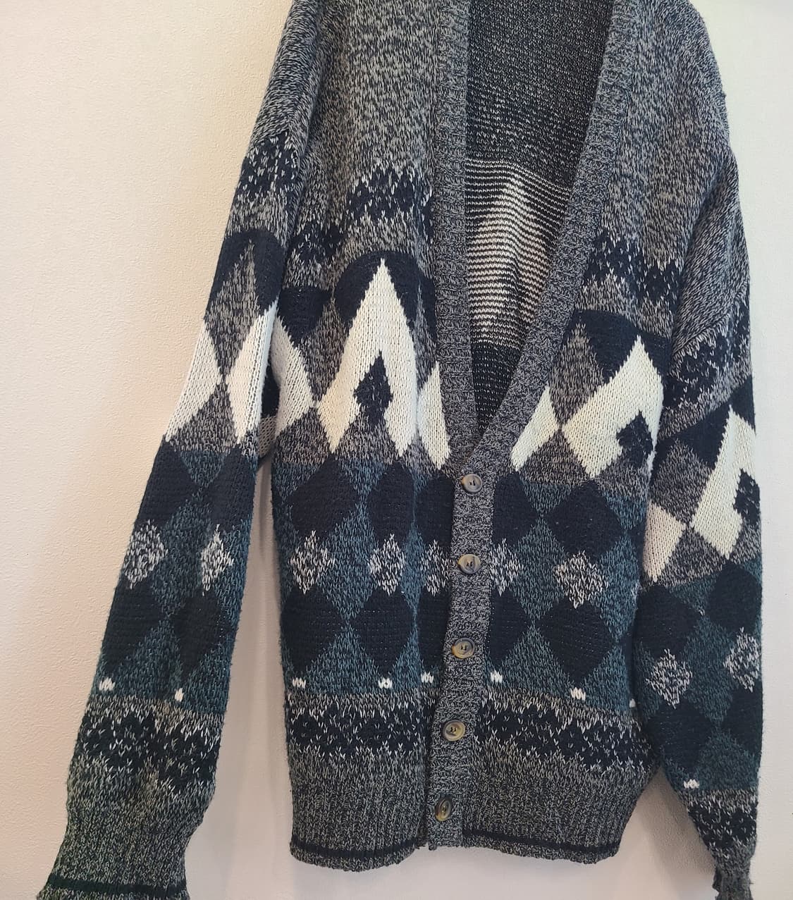 빅사이즈 아가일 니트 가디건 상품이미지2