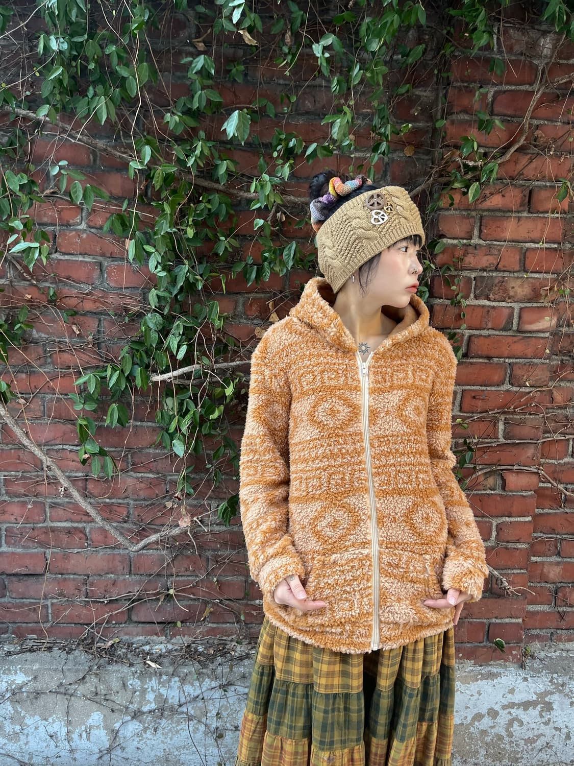 히피패턴 플리스 후드 집업 상품이미지3