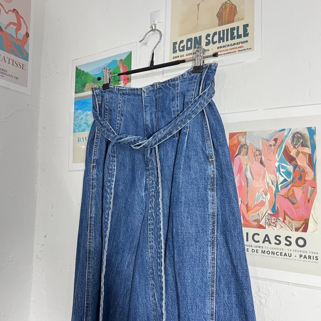 벨티드 와이드 데님  팬츠 상품이미지4