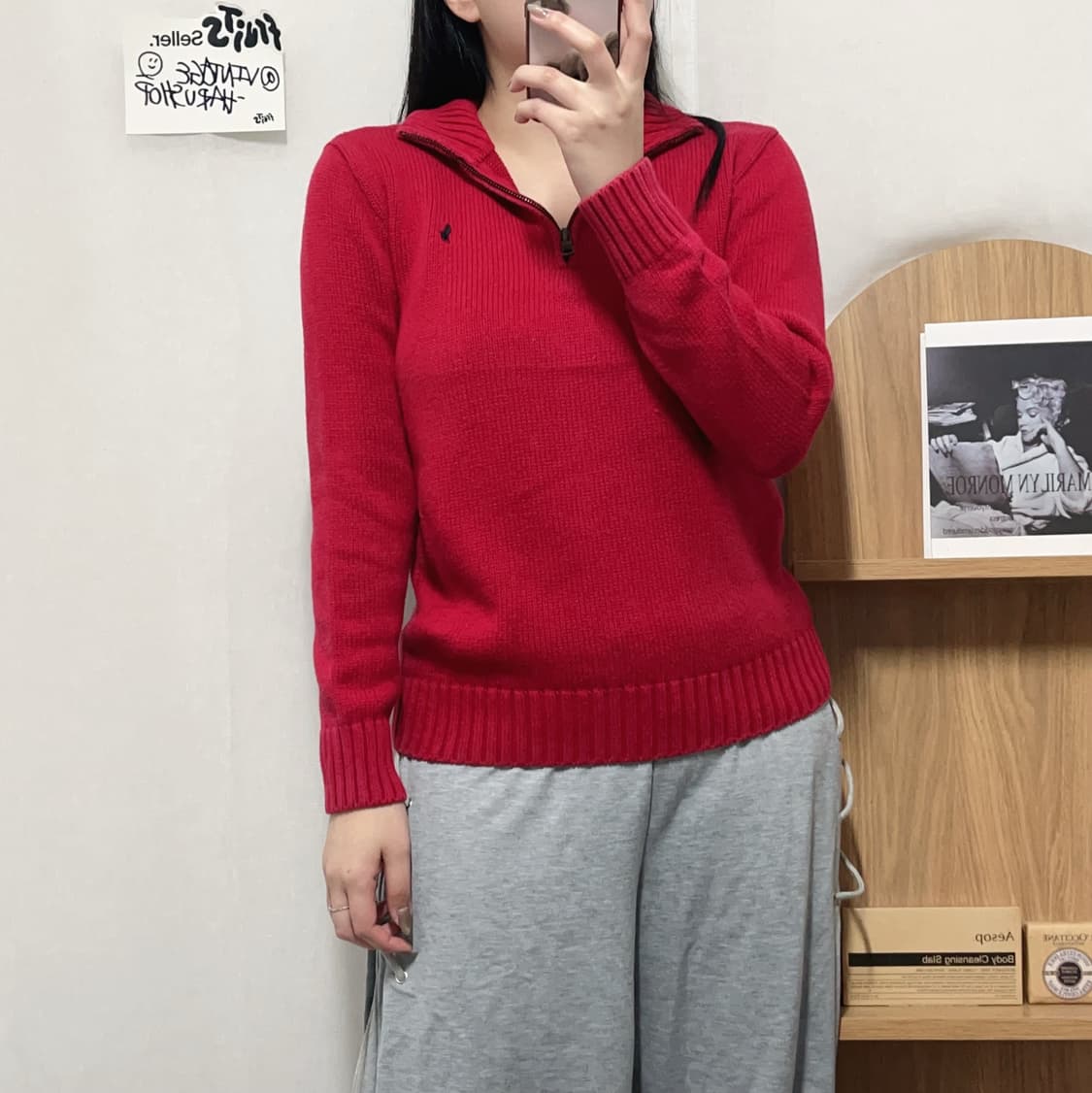 [정품] 폴로 레드 / 네이비포니 반집업 니트 [ 실확 ] 상품이미지2