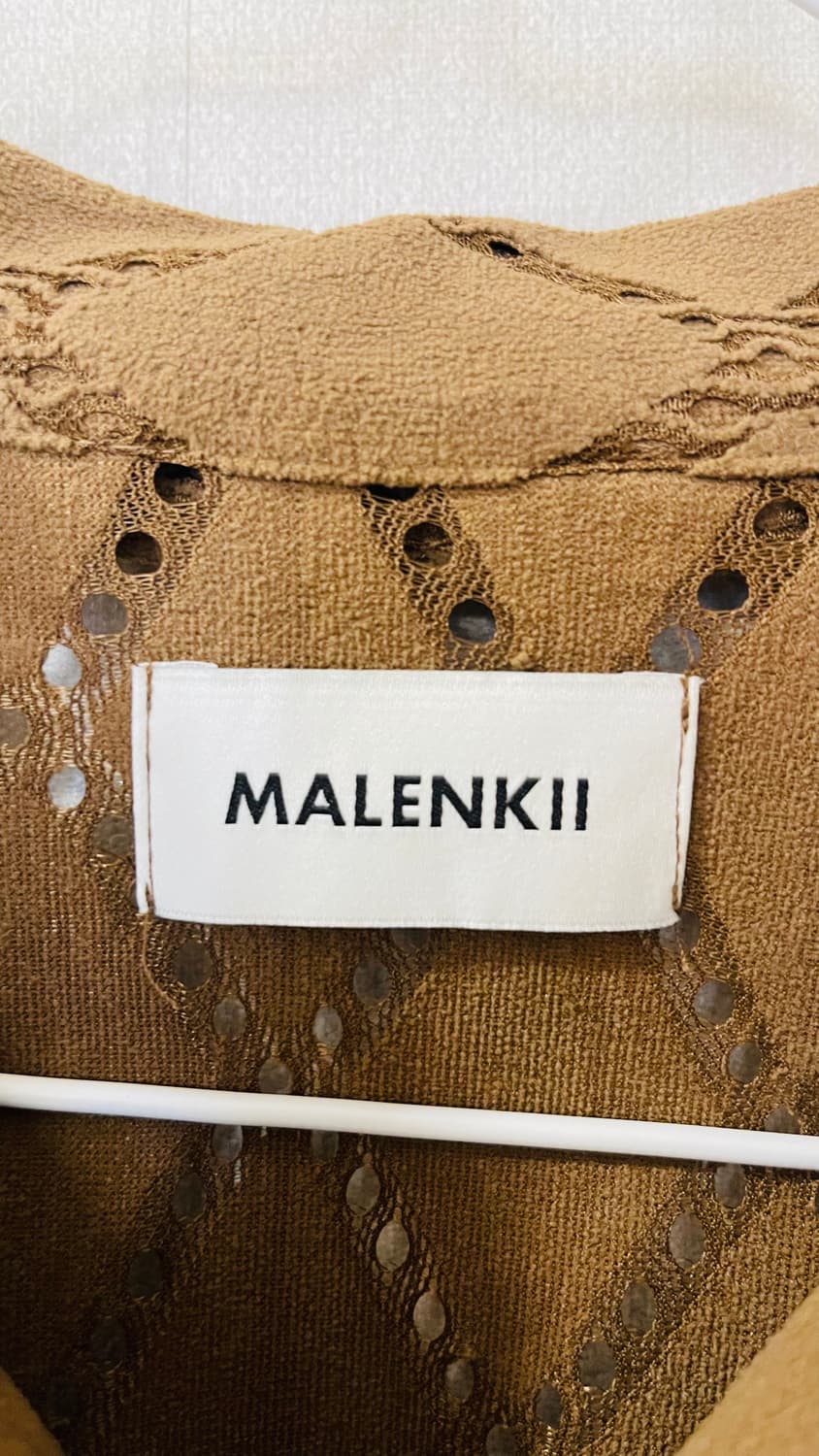 새상품) 말렌키 MALENKII 스웨이드 크로셰 브라운 포켓 셔츠 105 상품이미지6