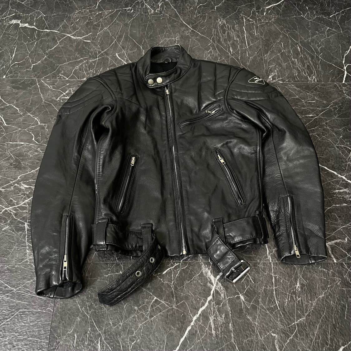 여성용 소가죽 크롭 레이싱 자켓 상품이미지1