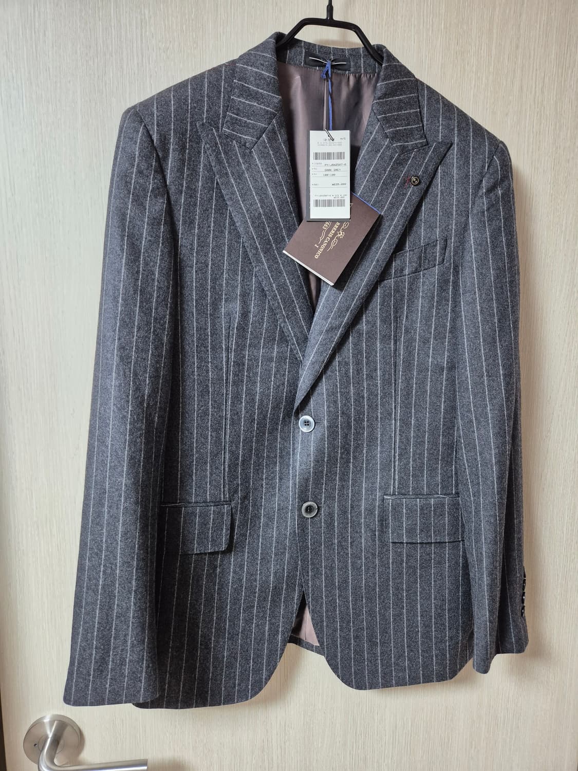 반하트/이태리 까노니꼬 플란넬 울 스트라이프 수트 블레이져 자켓/100 상품이미지1