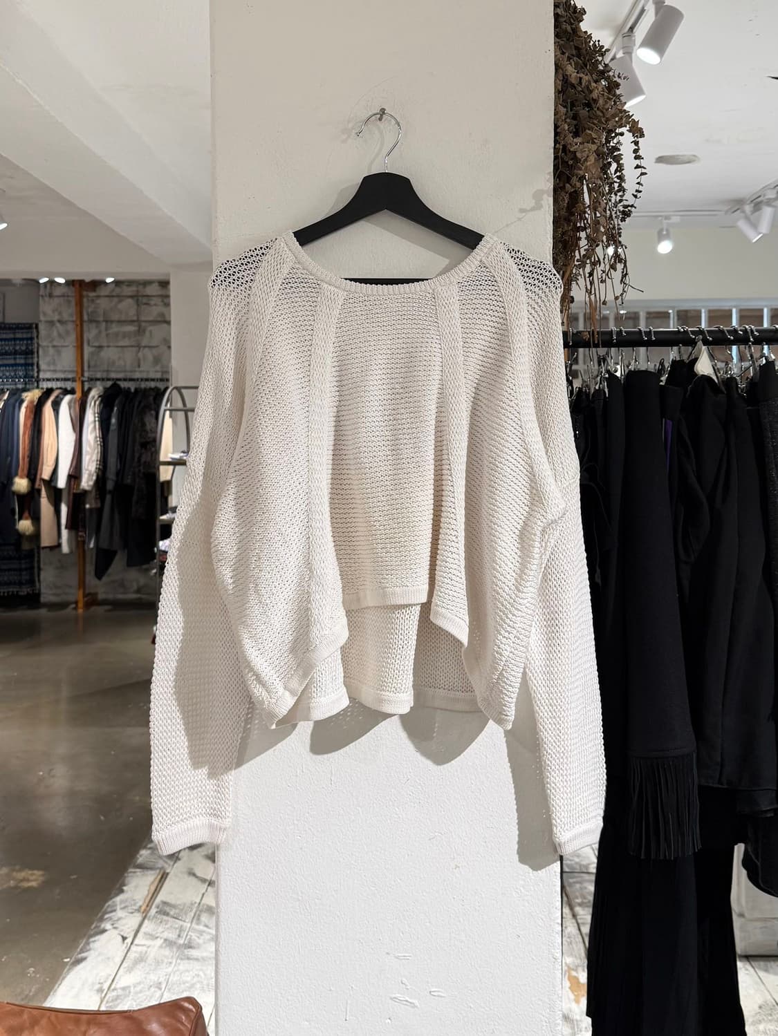 헬무트랭 화이트 플로브 크롭 니트 스웨터 상품이미지1