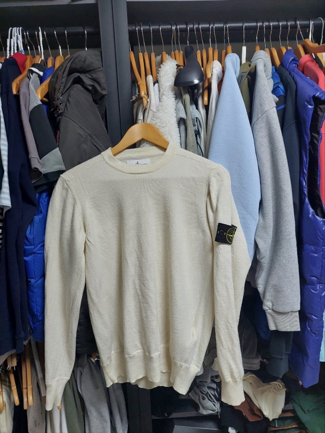 스톤아일랜드 크루넥 울 100프로 니트 아이보리 M 상품이미지1