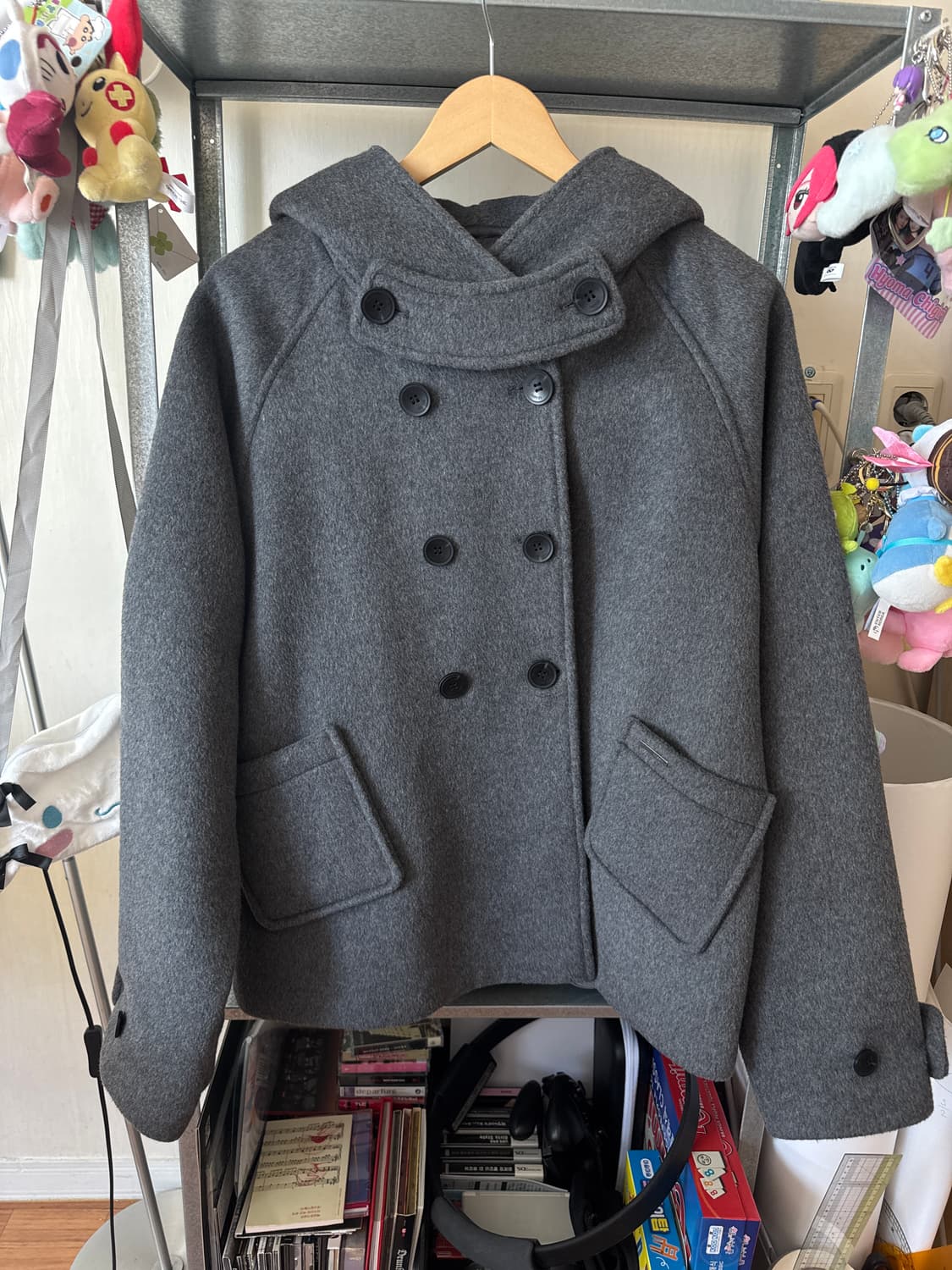 미세키서울 후디 더블 버튼 코트 차콜 상품이미지1