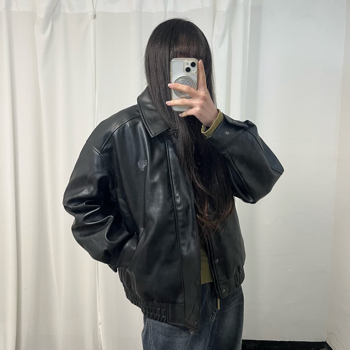Gola Black Leather Bomber Jacket 상품이미지2