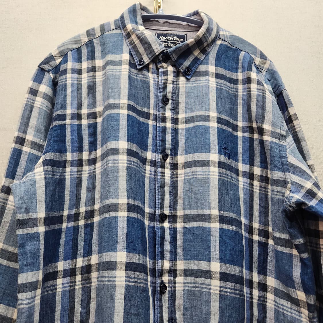 헤지스 로고 린넨100% 체크 셔츠 105(L) 상품이미지2