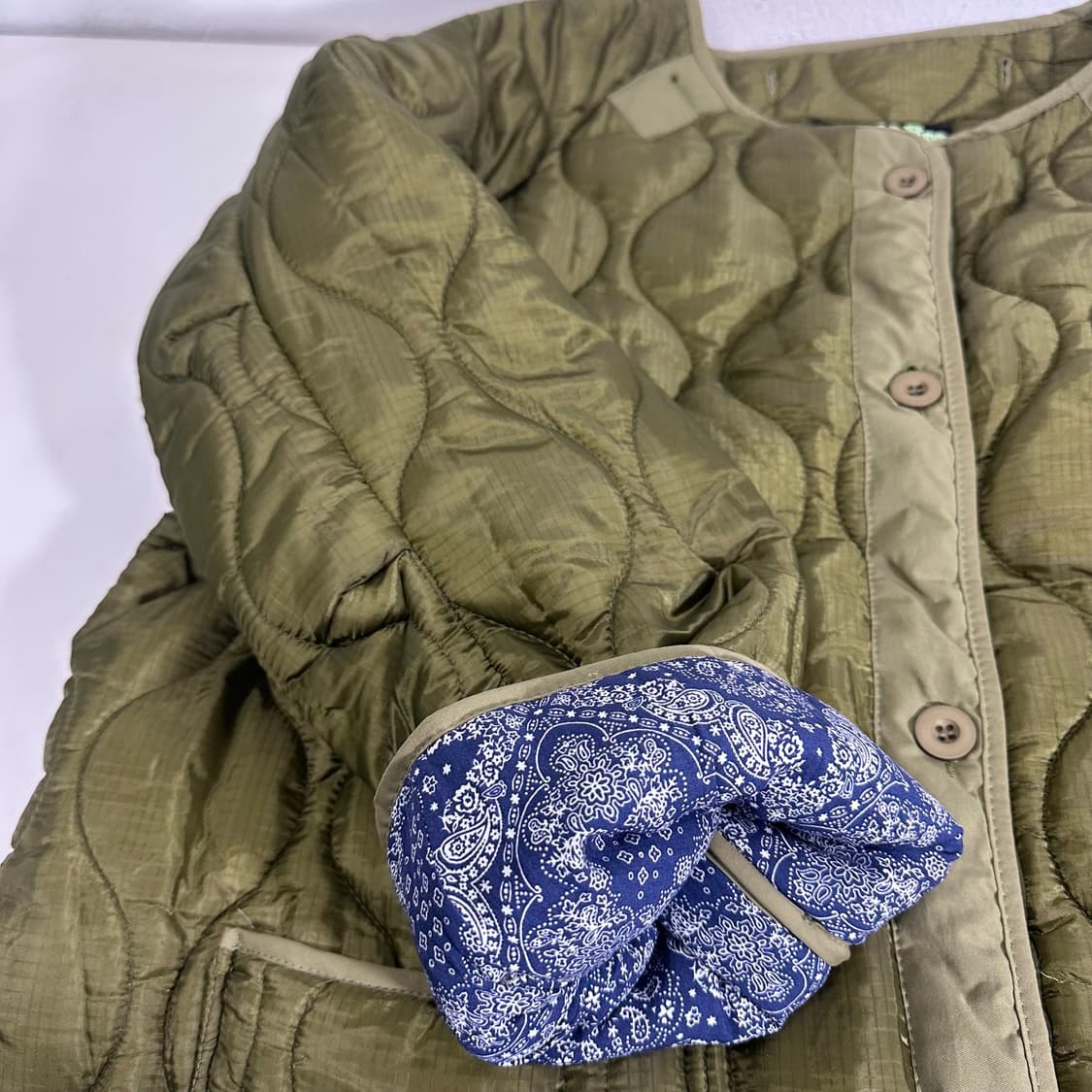 OS 빈티지 카키 오버핏 3M 깔깔이점퍼 상품이미지3