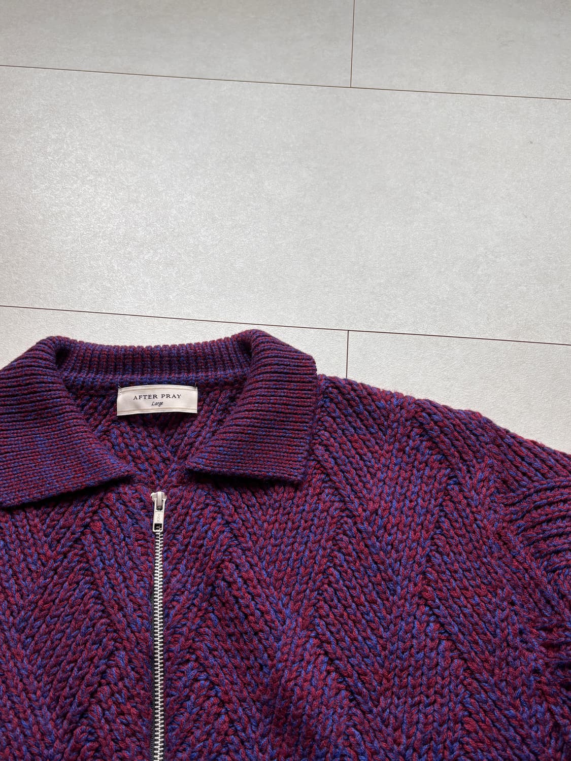 Wool Blend Purple Knit Zipup Cardigan L 상품이미지4