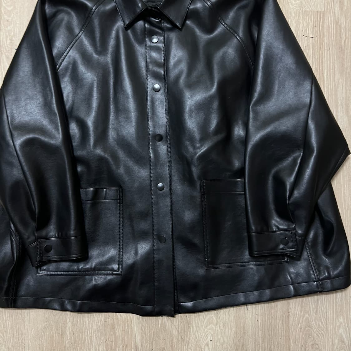 쿠르젯 여성 오버사이즈 싱글 가죽자켓 FREE  상품이미지3